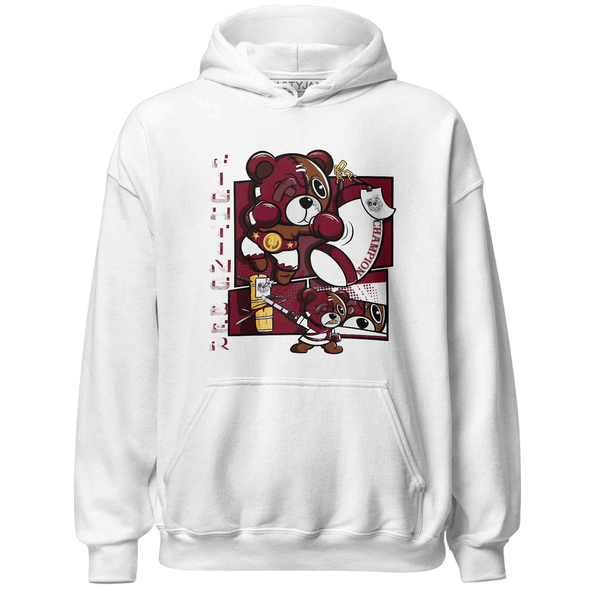 High White Team Red 1s Hoodie Match BER Fighting Boxing - NastyJamz