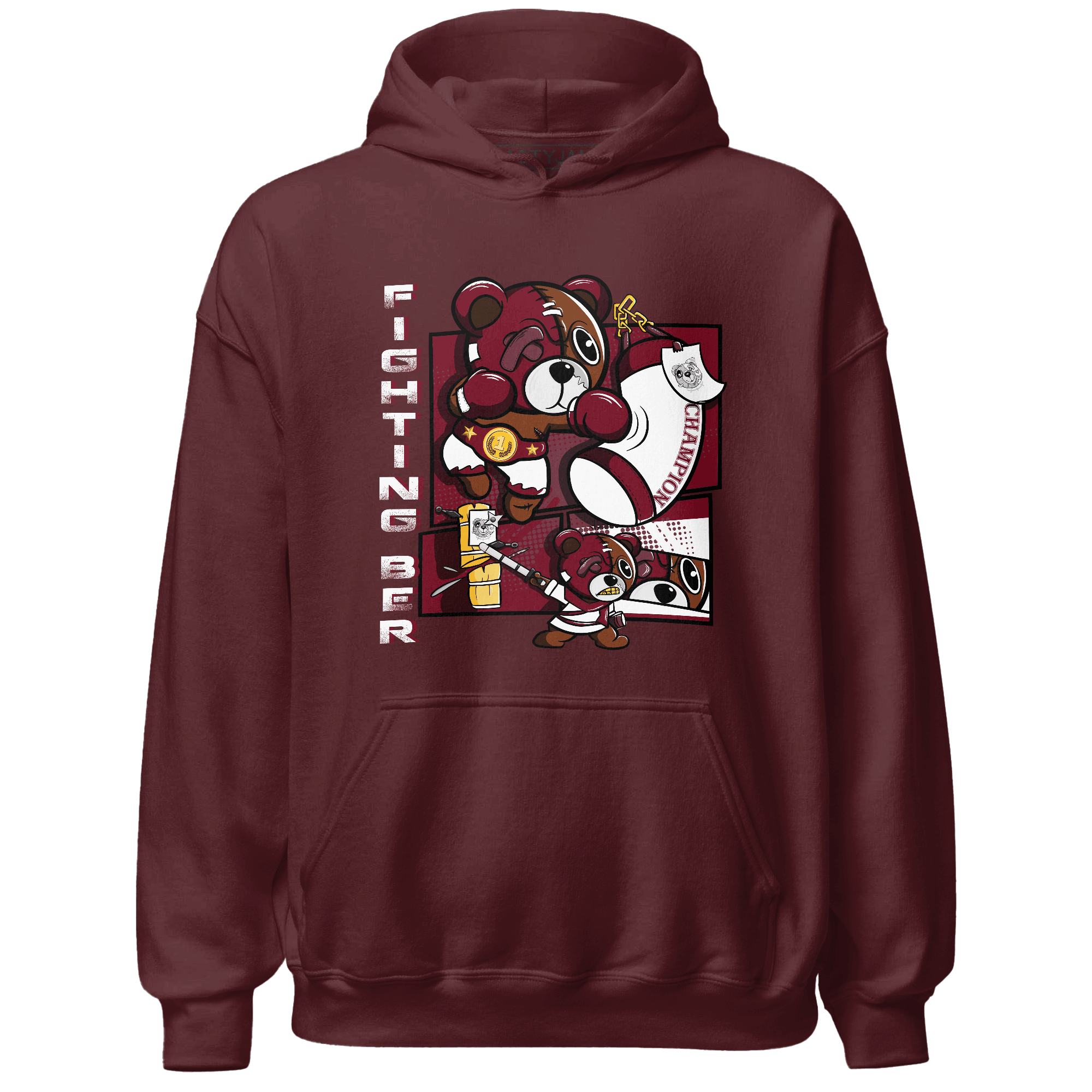 High White Team Red 1s Hoodie Match BER Fighting Boxing - NastyJamz