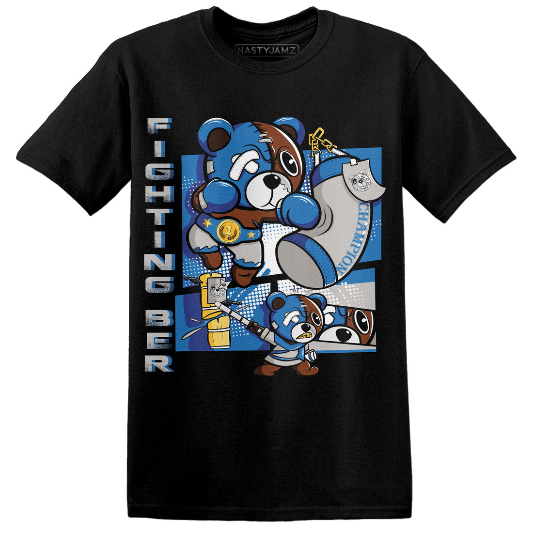 Industrial Blue 4s T Shirt Match BER Fighting Boxing - NastyJamz