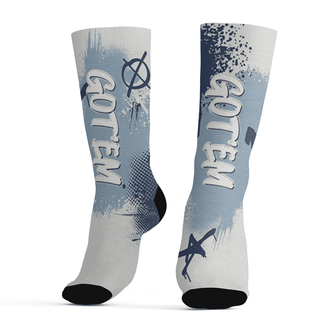 Mid Diffused Blue Grey 1s Socks Match BER GOTEM 3D All-Over Print - NastyJamz
