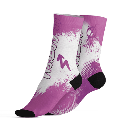 GS Hyper Violet 4s Socks Match BER GOTEM 3D All-Over Print - NastyJamz