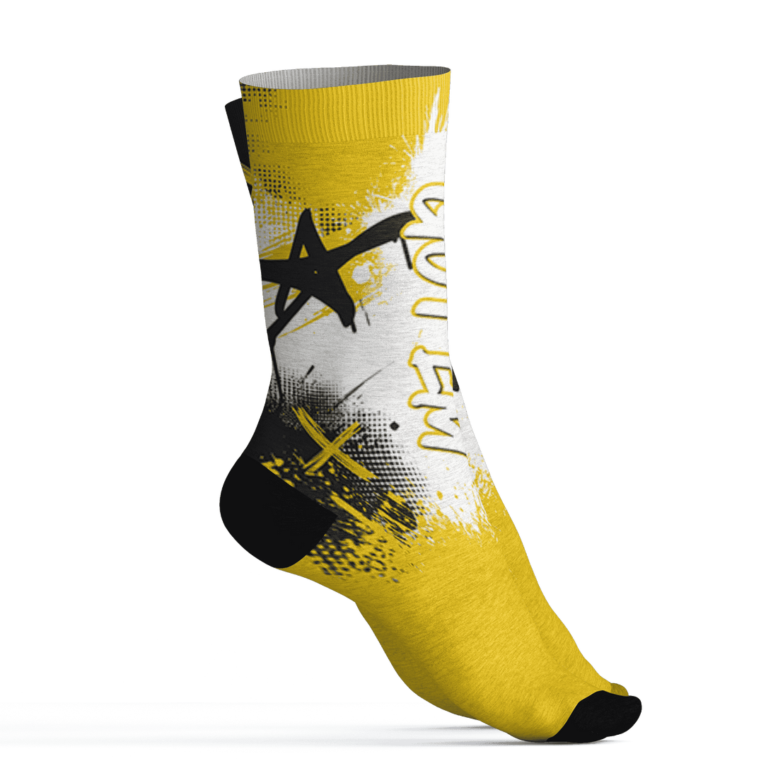 Vivid Sulfur 4s Socks Match BER GOTEM 3D All-Over Print - NastyJamz