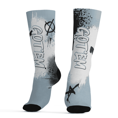 Blue Grey 13s Socks Match BER GOTEM 3D All-Over Print - NastyJamz