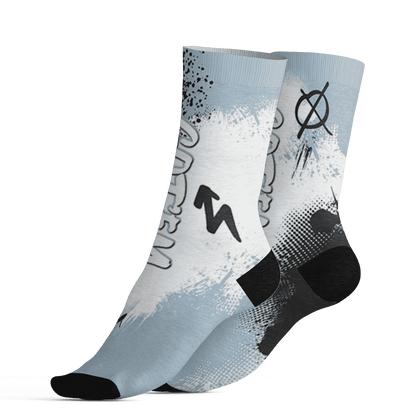 Blue Grey 13s Socks Match BER GOTEM 3D All-Over Print - NastyJamz