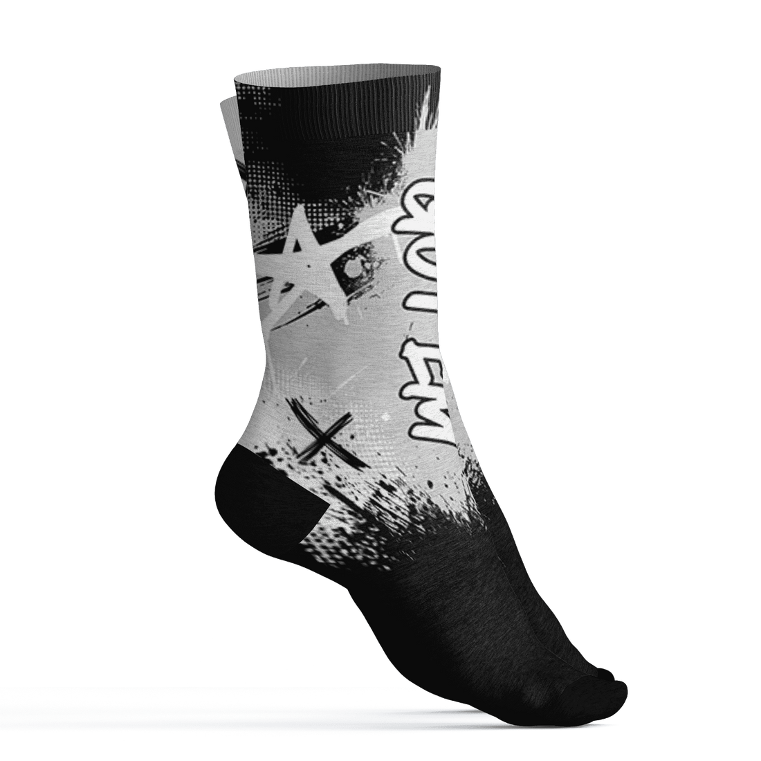 Retro High OG Black White 1s Socks Match BER GOTEM 3D All-Over Print - NastyJamz