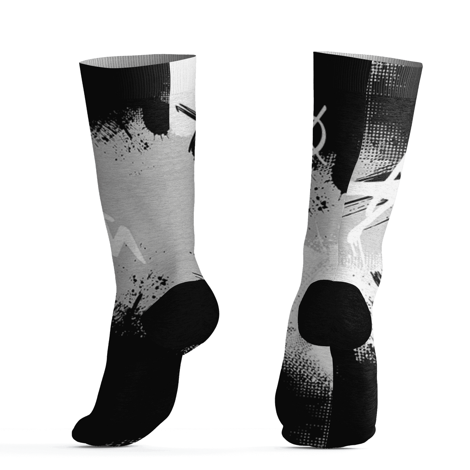 Retro High OG Black White 1s Socks Match BER GOTEM 3D All-Over Print - NastyJamz