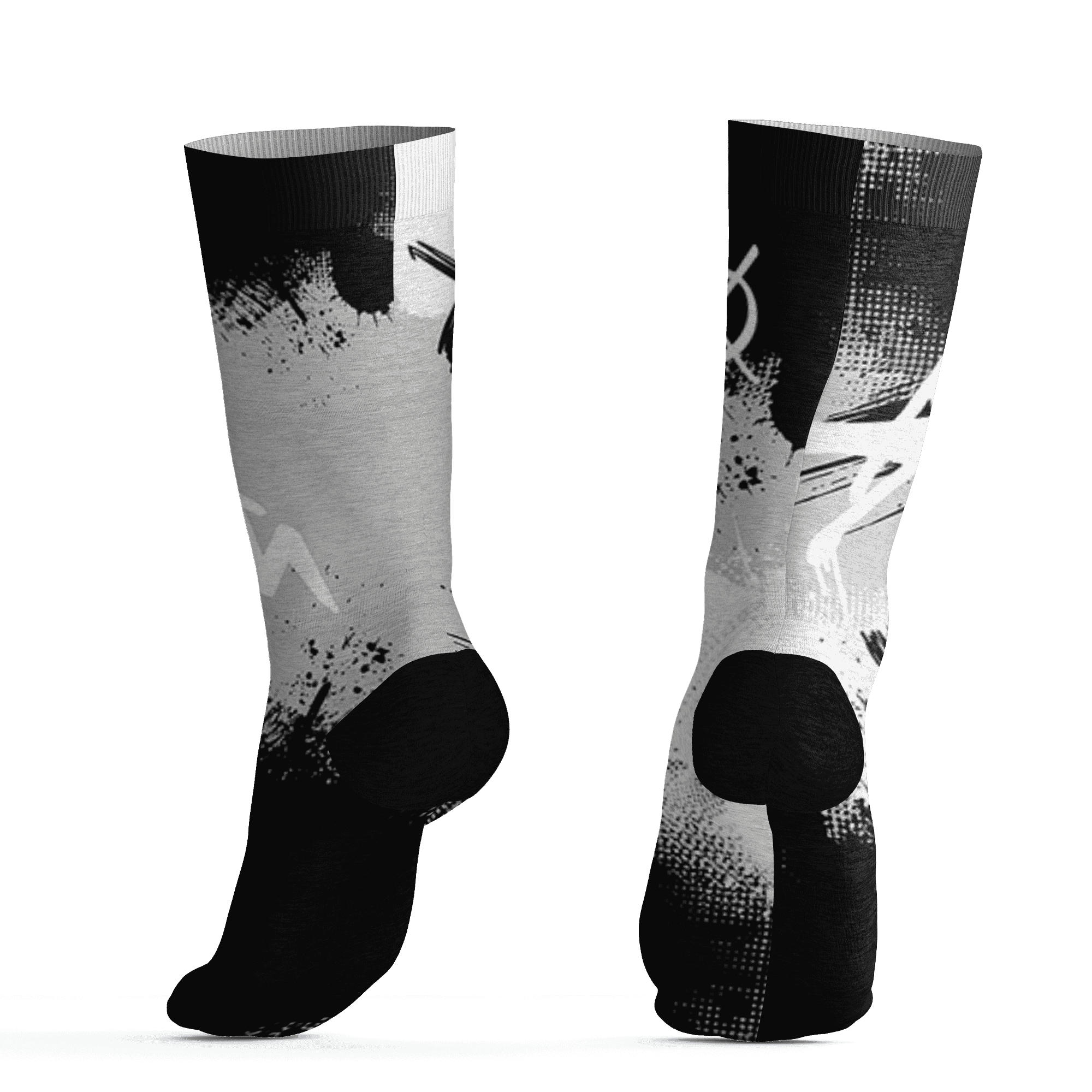 Retro High OG Black White 1s Socks Match BER GOTEM 3D All-Over Print - NastyJamz