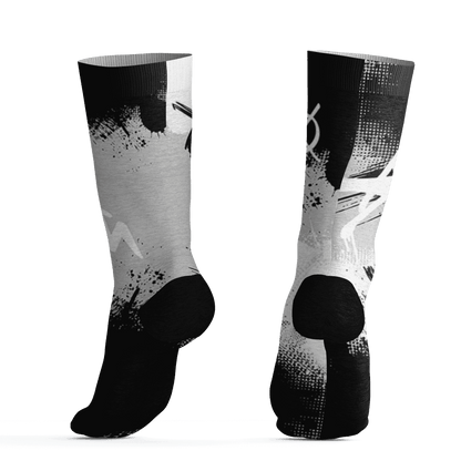 Retro High OG Black White 1s Socks Match BER GOTEM 3D All-Over Print - NastyJamz