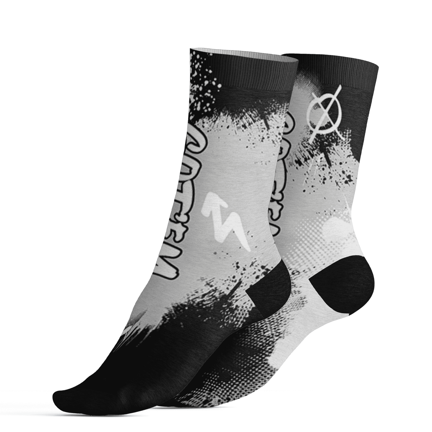 Retro High OG Black White 1s Socks Match BER GOTEM 3D All-Over Print - NastyJamz