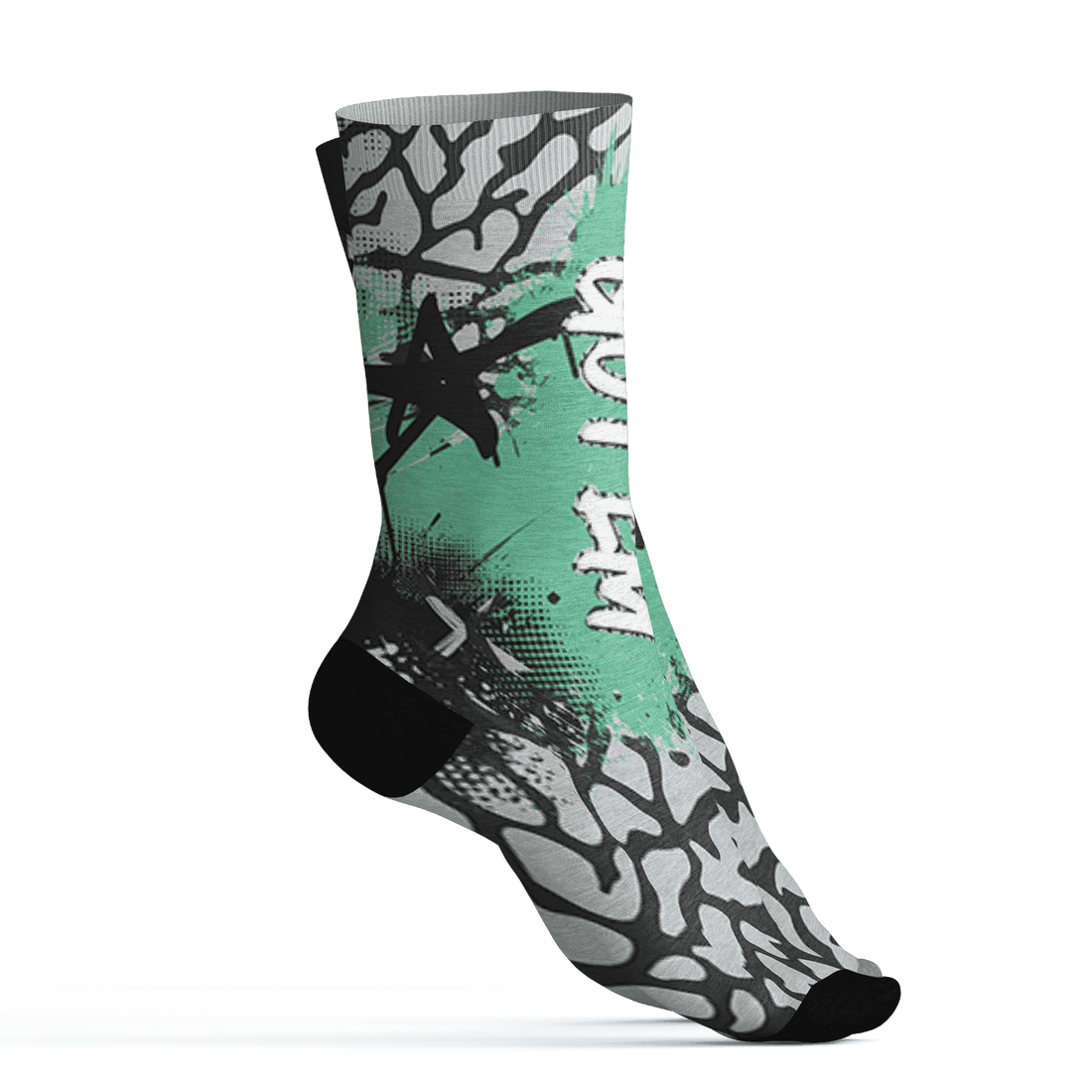 Green Glow 3s Socks Match BER GOTEM 3D All-Over Print - NastyJamz