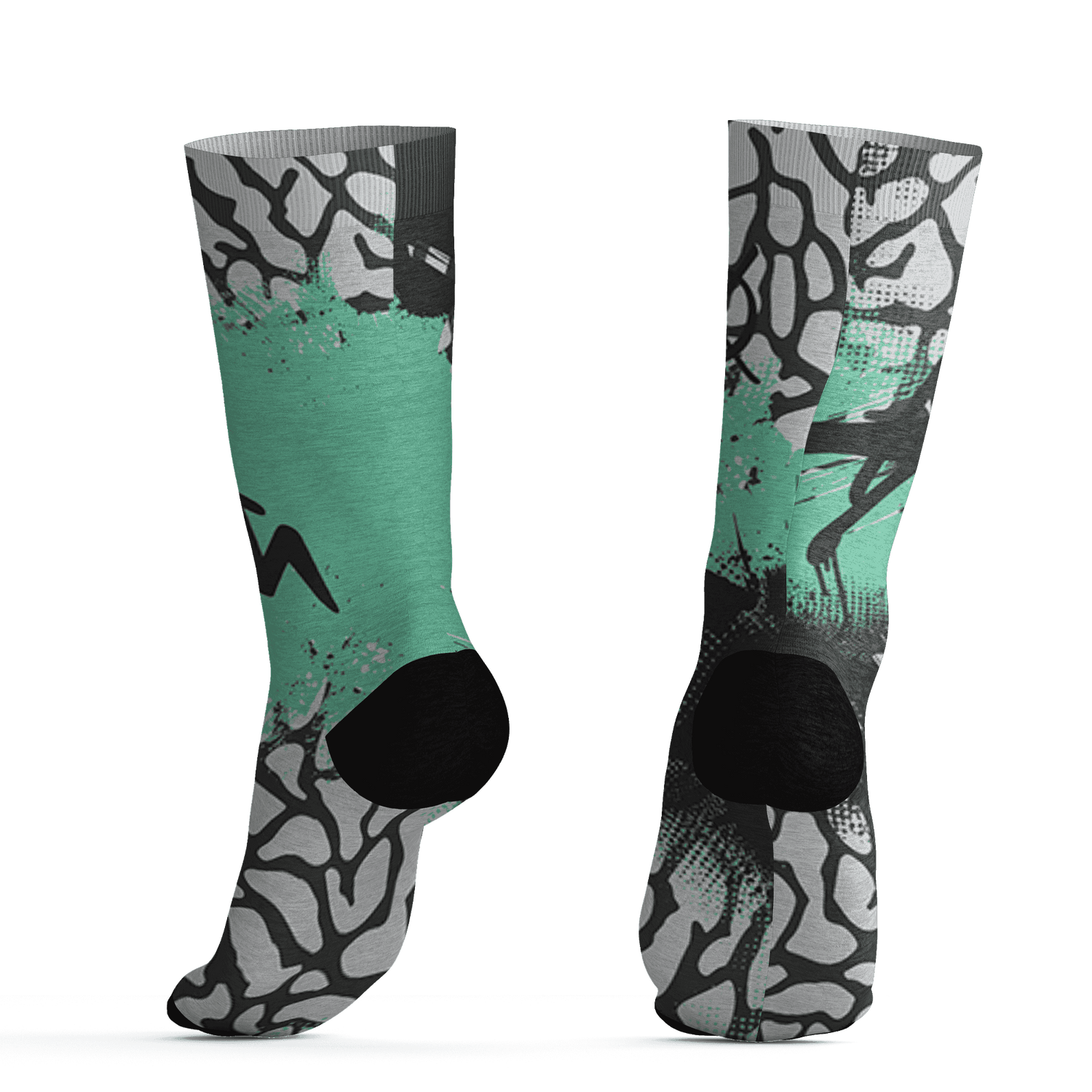 Green Glow 3s Socks Match BER GOTEM 3D All-Over Print - NastyJamz
