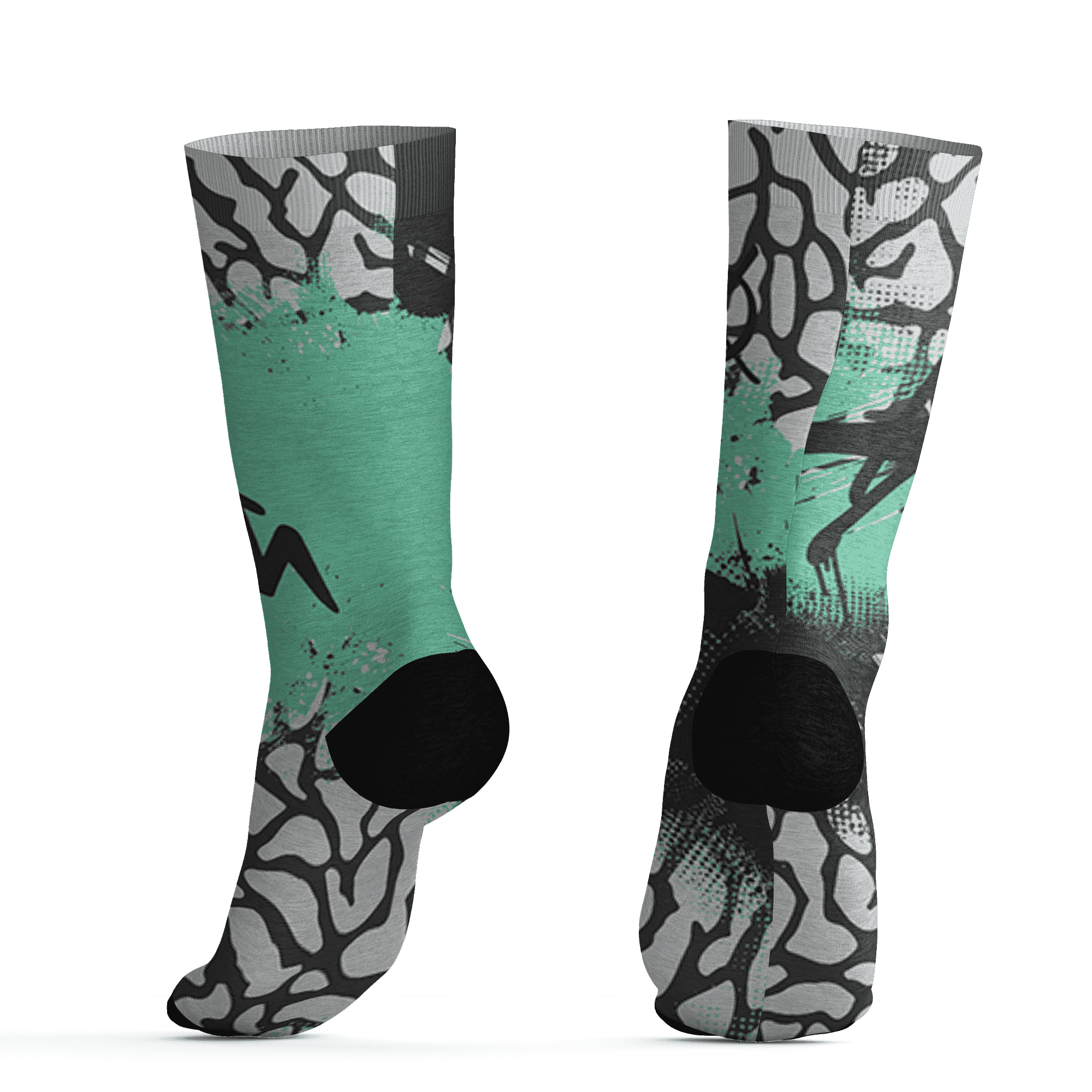 Green Glow 3s Socks Match BER GOTEM 3D All-Over Print - NastyJamz