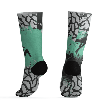 Green Glow 3s Socks Match BER GOTEM 3D All-Over Print - NastyJamz