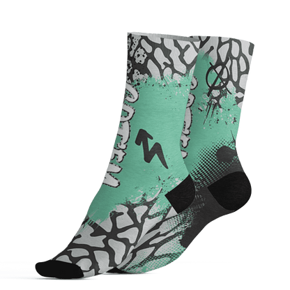 Green Glow 3s Socks Match BER GOTEM 3D All-Over Print - NastyJamz