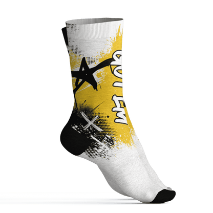 Yellow Ochre 6s Socks Match BER GOTEM 3D All-Over Print - NastyJamz
