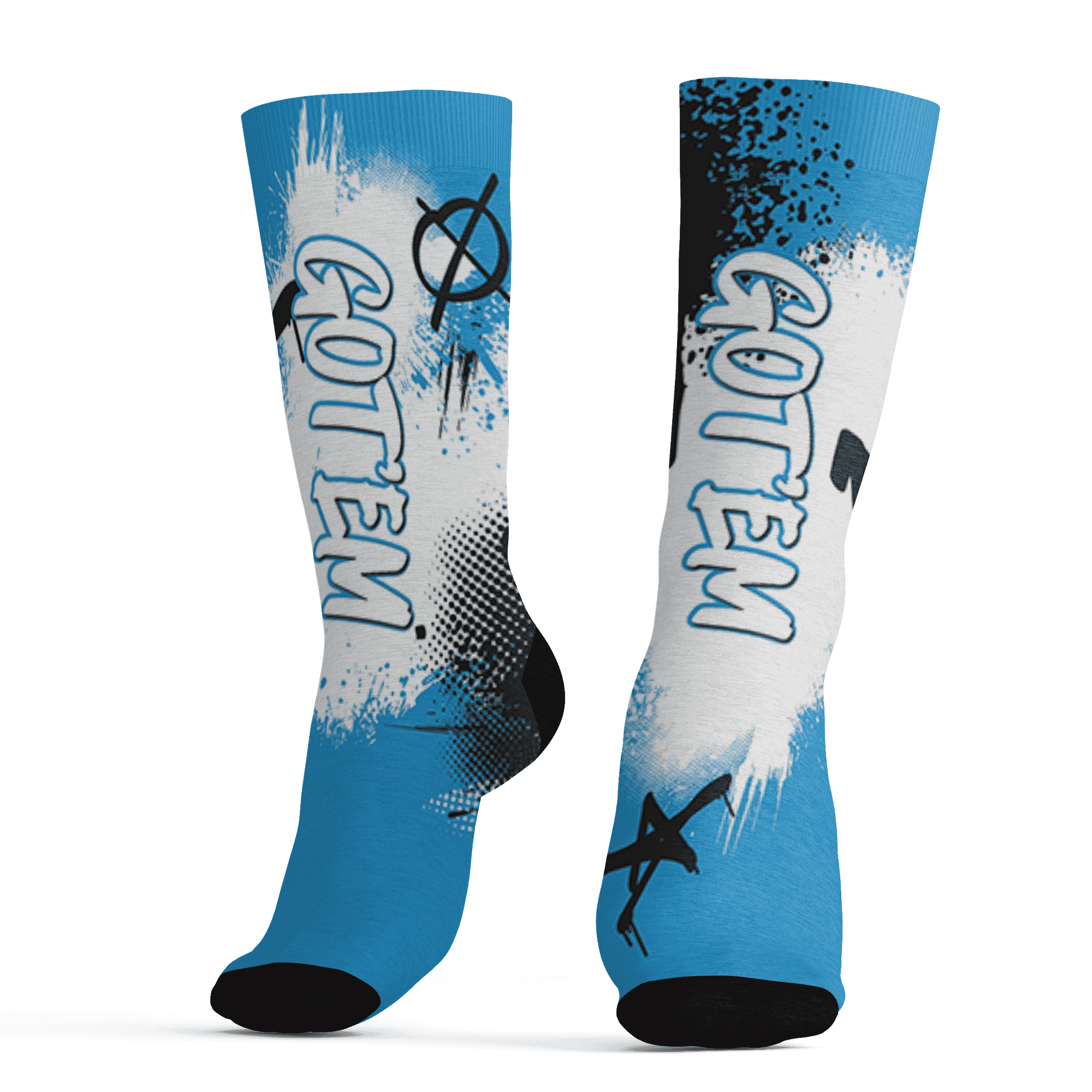 Powder Blue 9s Socks Match BER GOTEM 3D All-Over Print - NastyJamz