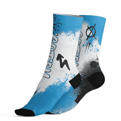 Powder Blue 9s Socks Match BER GOTEM 3D All-Over Print - NastyJamz
