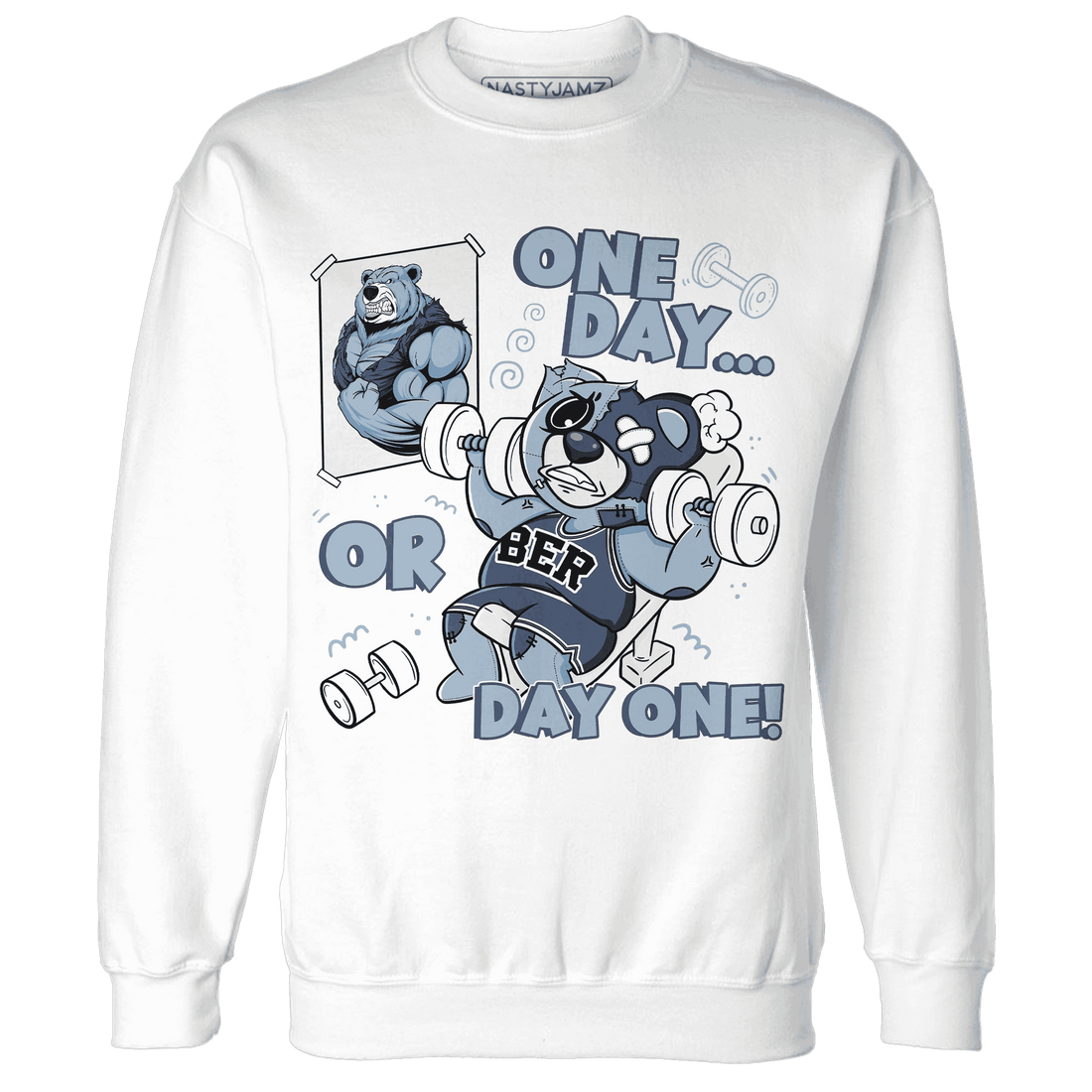 Mid Diffused Blue Grey 1s Sweatshirt Match BER Gymmer - NastyJamz