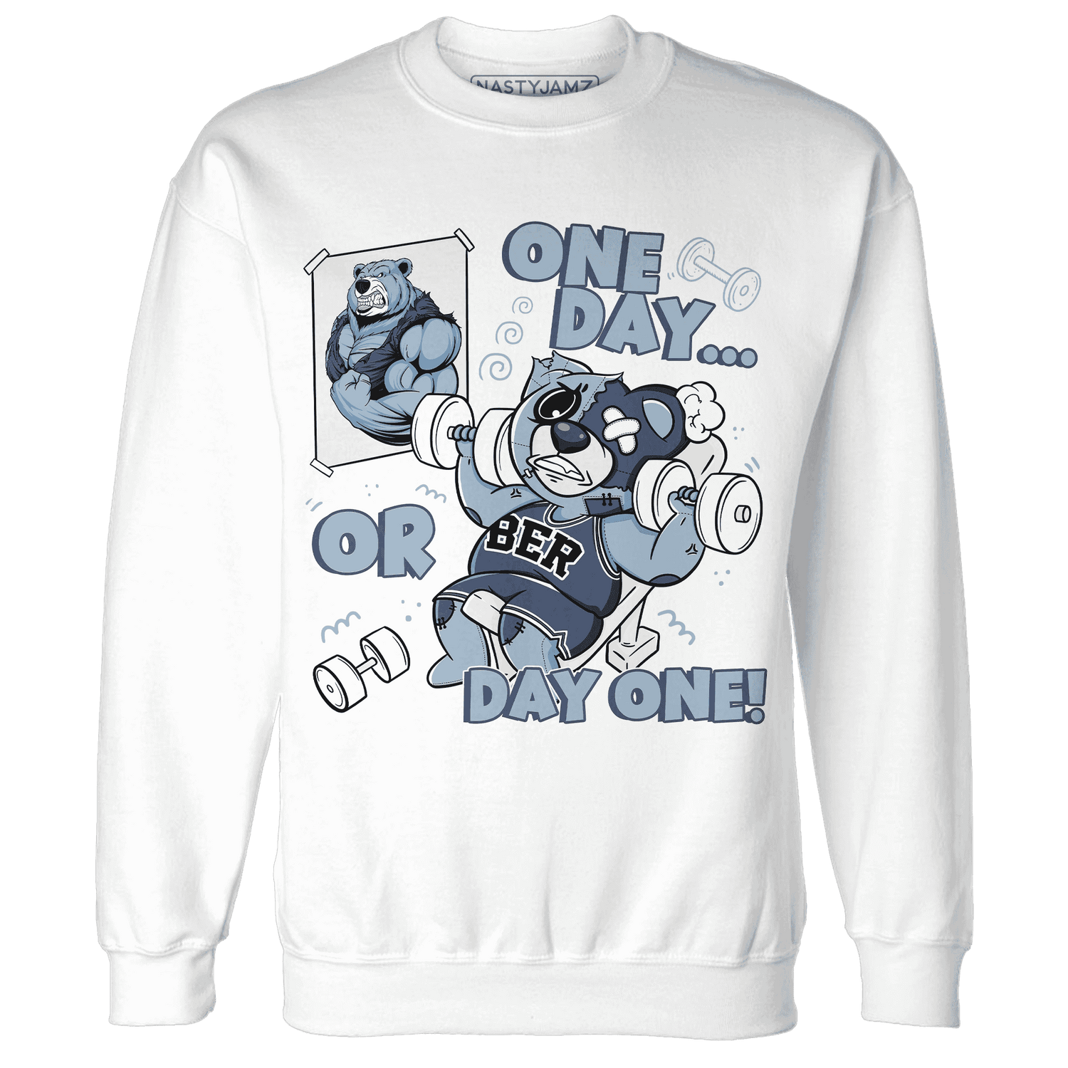 Mid Diffused Blue Grey 1s Sweatshirt Match BER Gymmer - NastyJamz