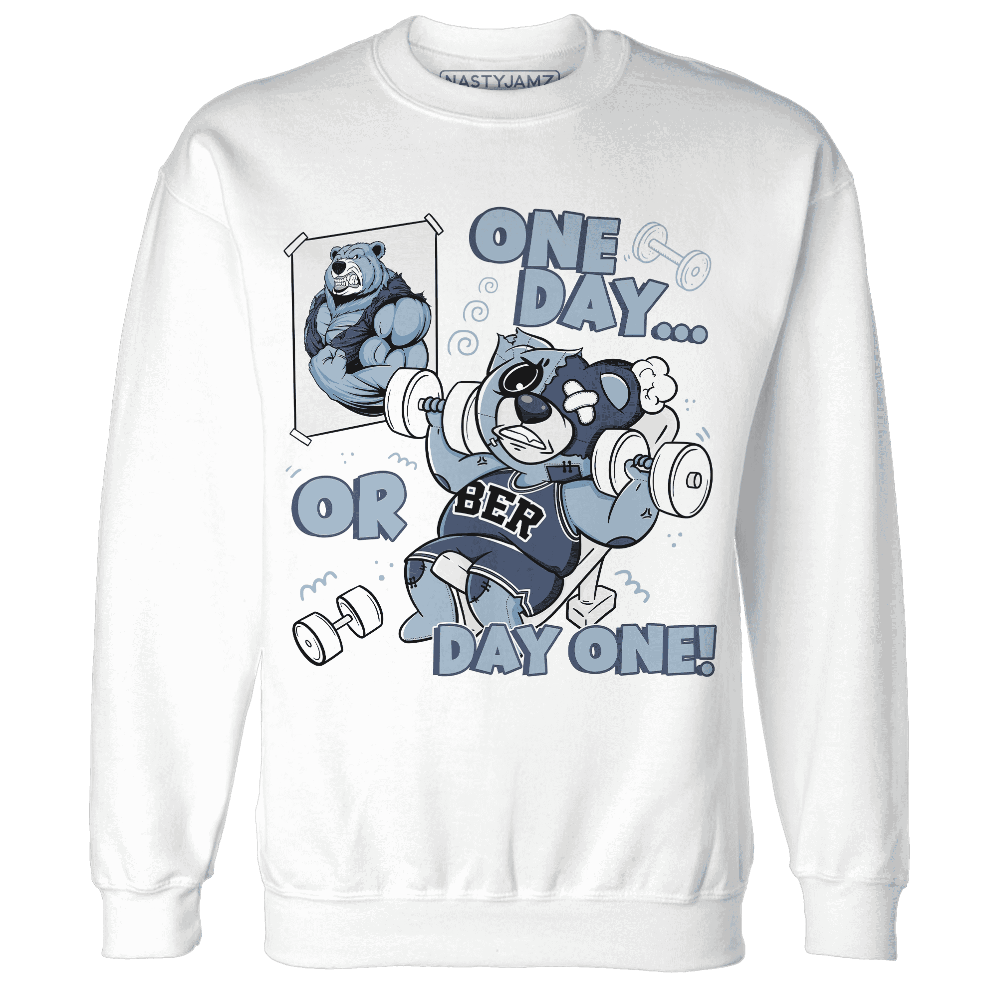 Mid Diffused Blue Grey 1s Sweatshirt Match BER Gymmer - NastyJamz