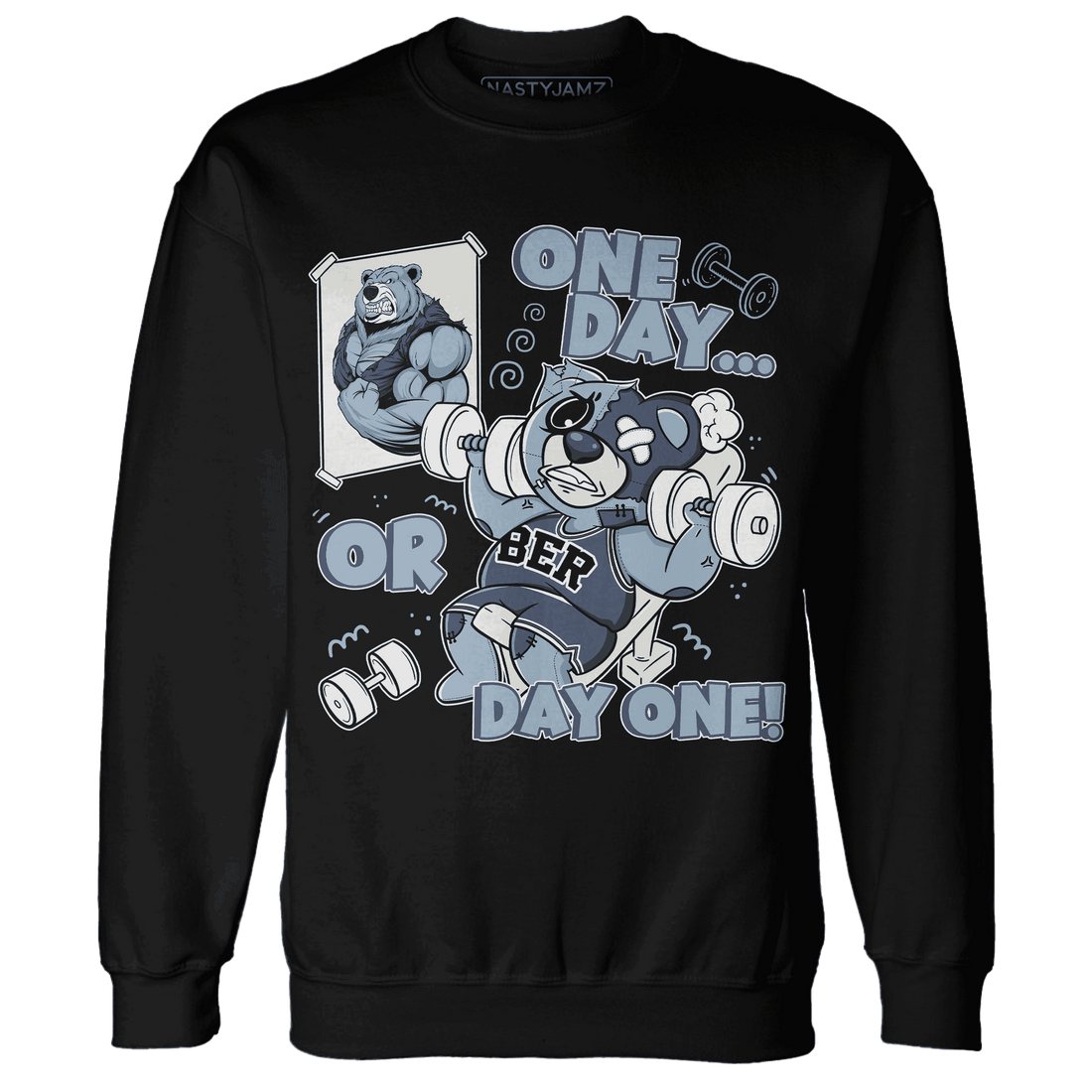 Mid Diffused Blue Grey 1s Sweatshirt Match BER Gymmer - NastyJamz