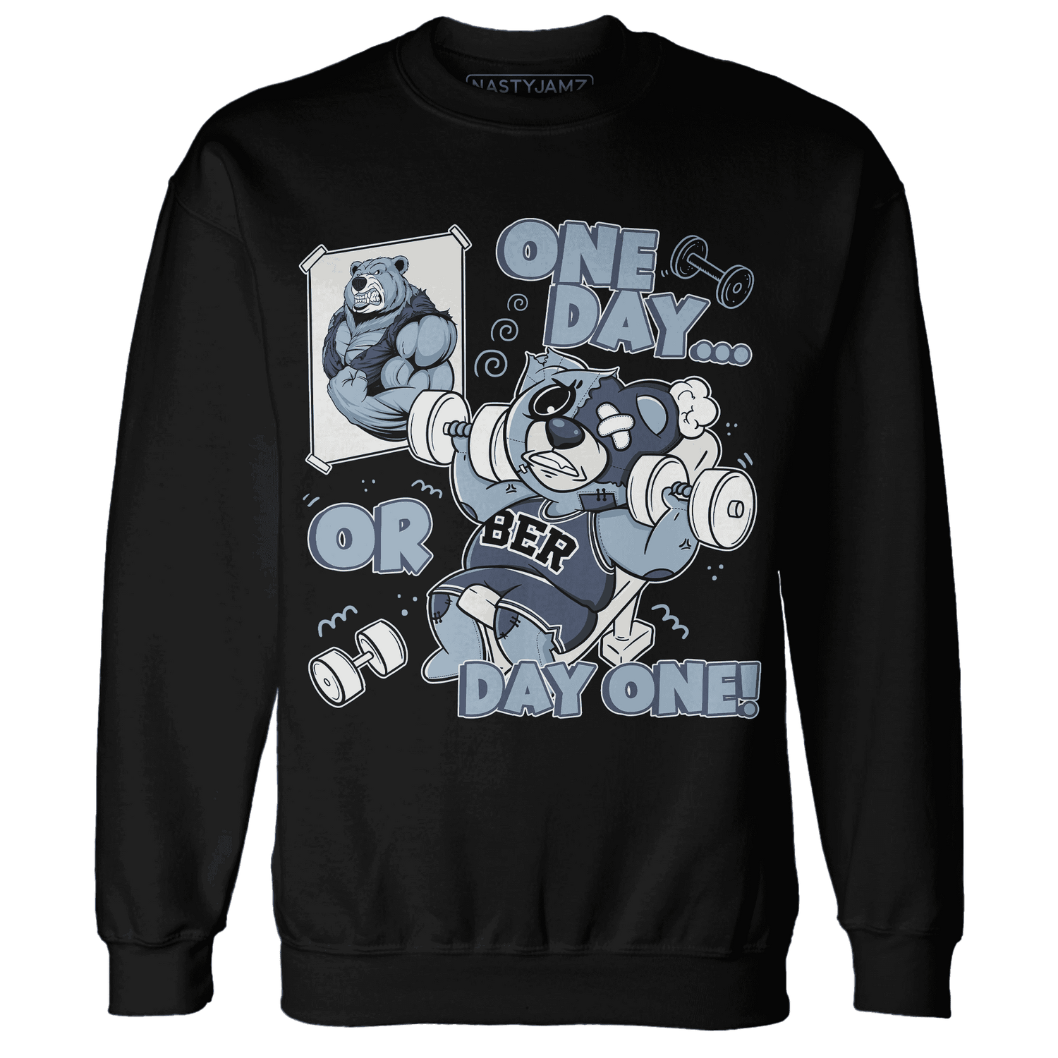 Mid Diffused Blue Grey 1s Sweatshirt Match BER Gymmer - NastyJamz