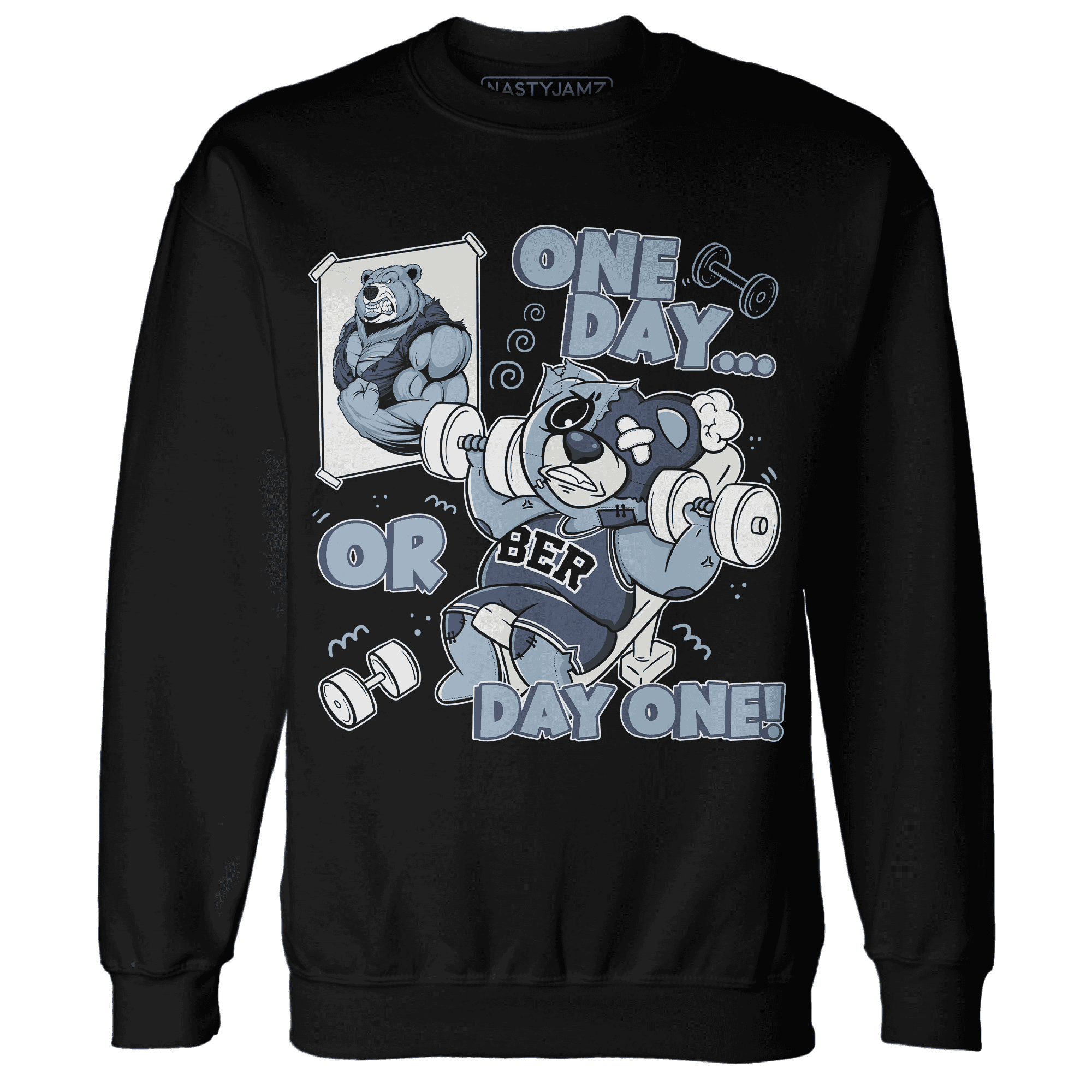 Mid Diffused Blue Grey 1s Sweatshirt Match BER Gymmer - NastyJamz