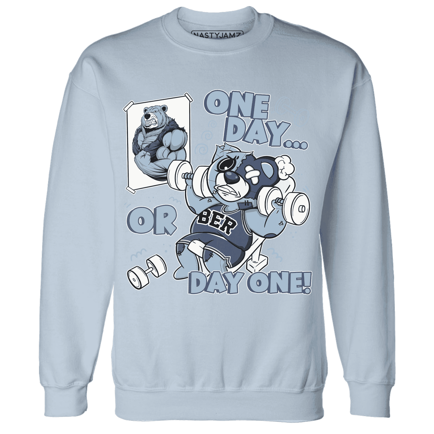 Mid Diffused Blue Grey 1s Sweatshirt Match BER Gymmer - NastyJamz