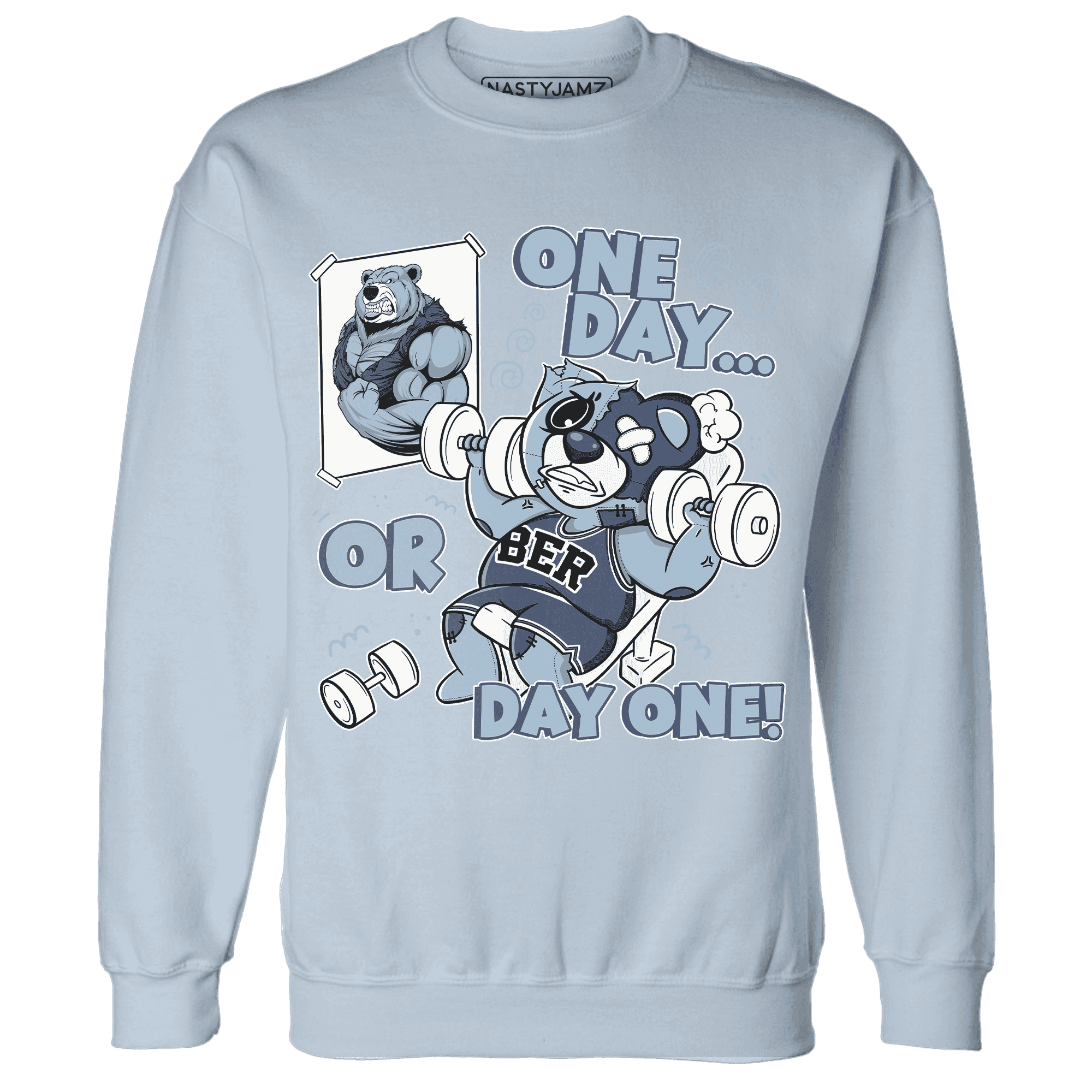 Mid Diffused Blue Grey 1s Sweatshirt Match BER Gymmer - NastyJamz