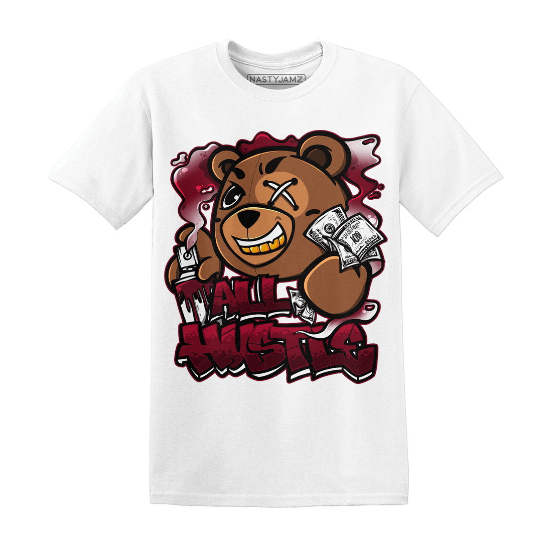 High White Team Red 1s T Shirt Match BER Hustle All Day - NastyJamz
