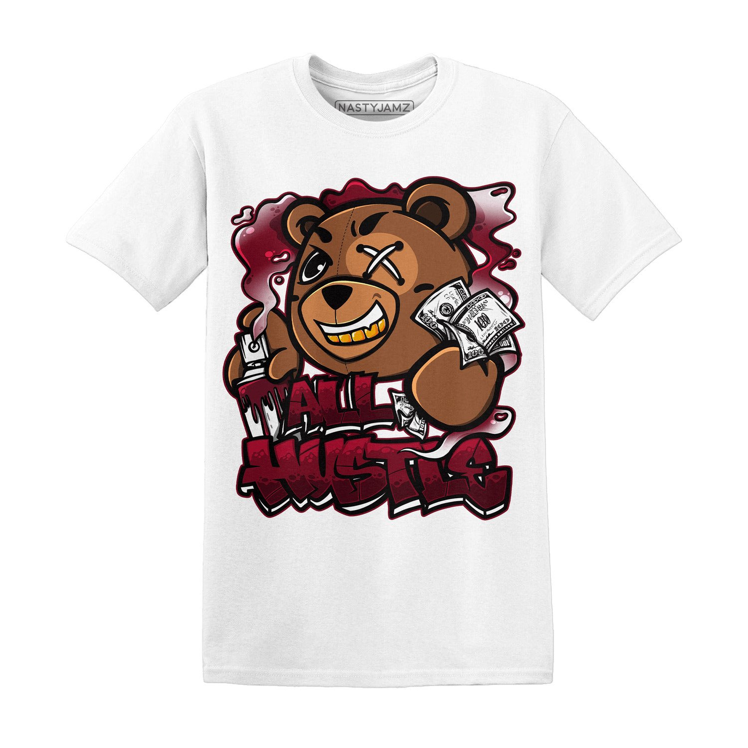 High White Team Red 1s T Shirt Match BER Hustle All Day - NastyJamz