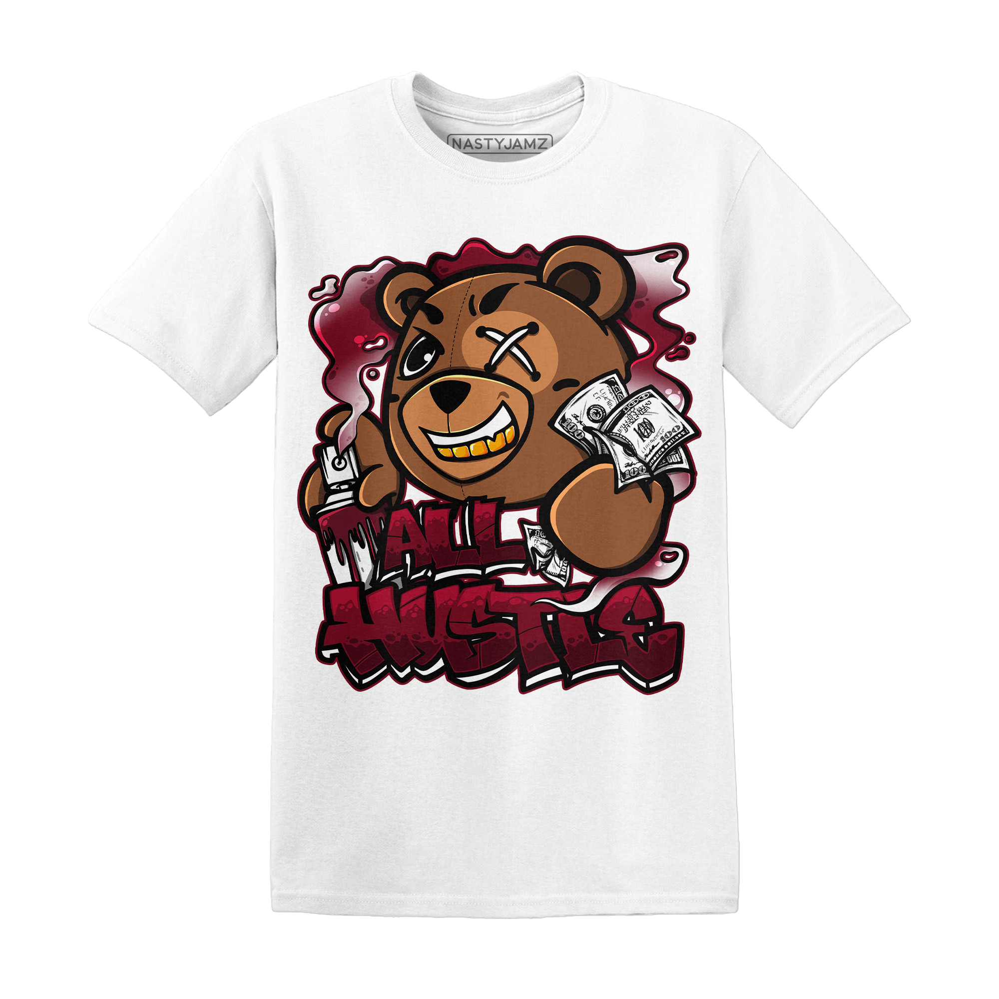 High White Team Red 1s T Shirt Match BER Hustle All Day - NastyJamz