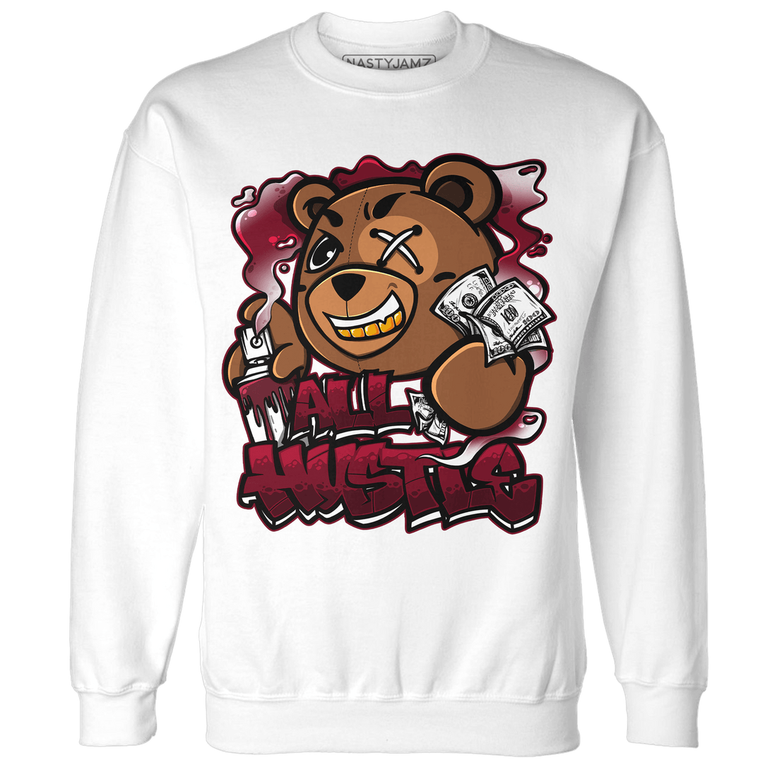 High White Team Red 1s Sweatshirt Match BER Hustle All Day - NastyJamz