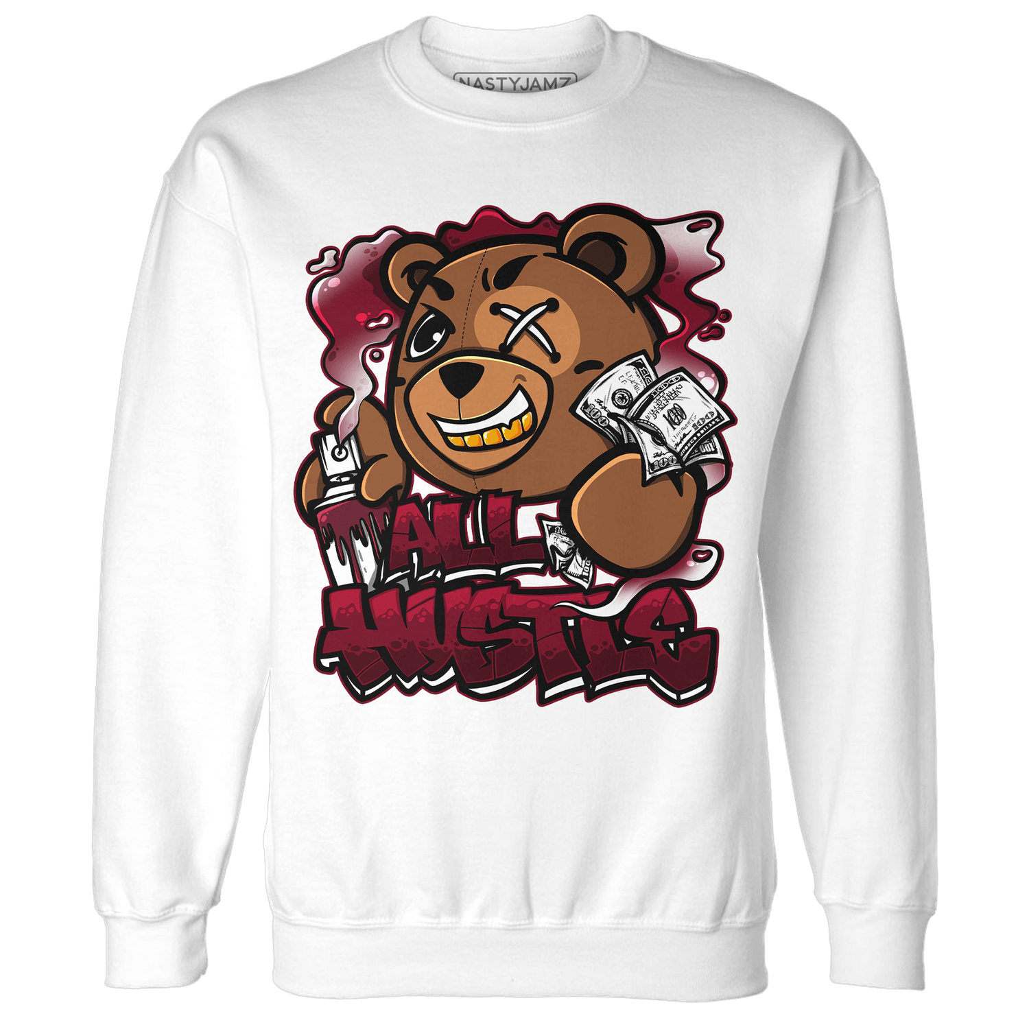 High White Team Red 1s Sweatshirt Match BER Hustle All Day - NastyJamz