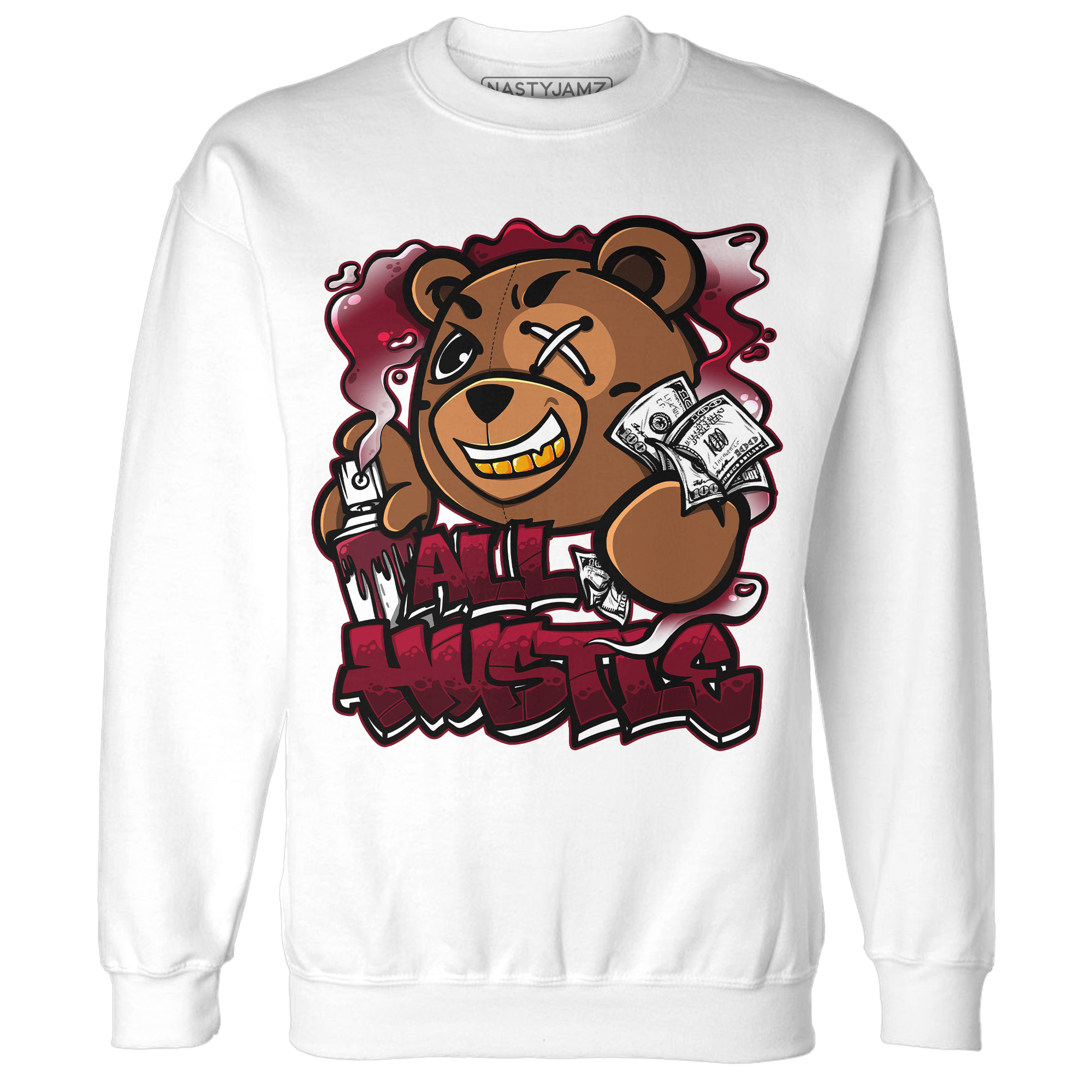 High White Team Red 1s Sweatshirt Match BER Hustle All Day - NastyJamz