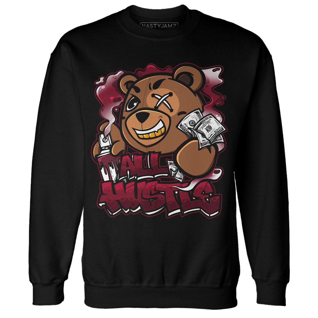 High White Team Red 1s Sweatshirt Match BER Hustle All Day - NastyJamz