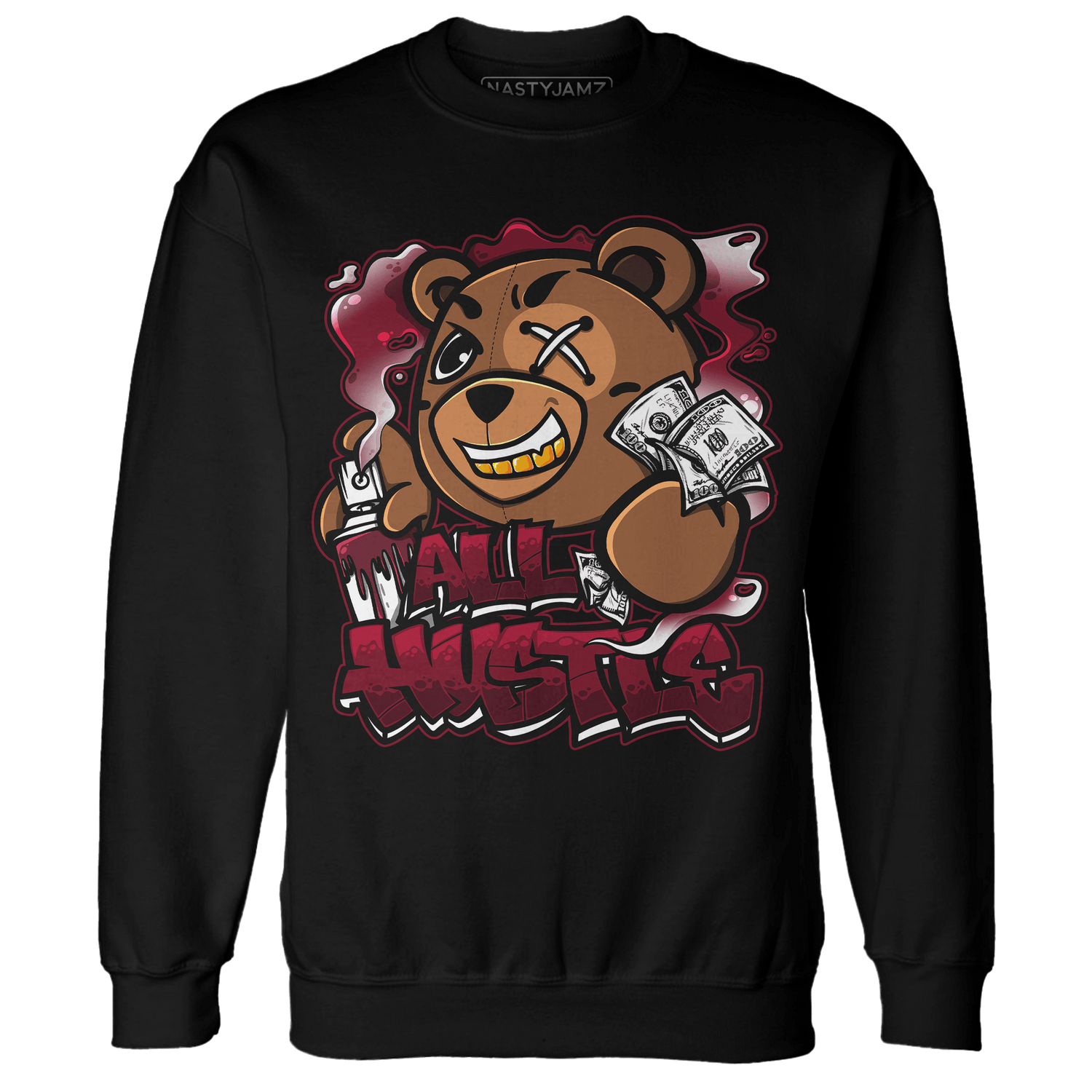 High White Team Red 1s Sweatshirt Match BER Hustle All Day - NastyJamz