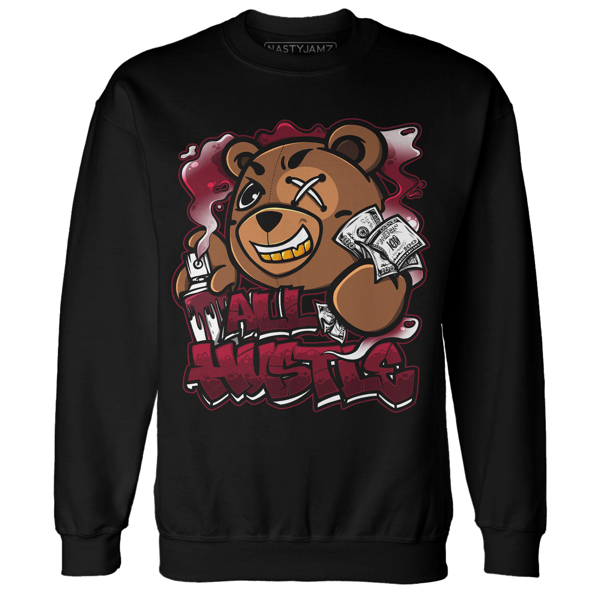 High White Team Red 1s Sweatshirt Match BER Hustle All Day - NastyJamz