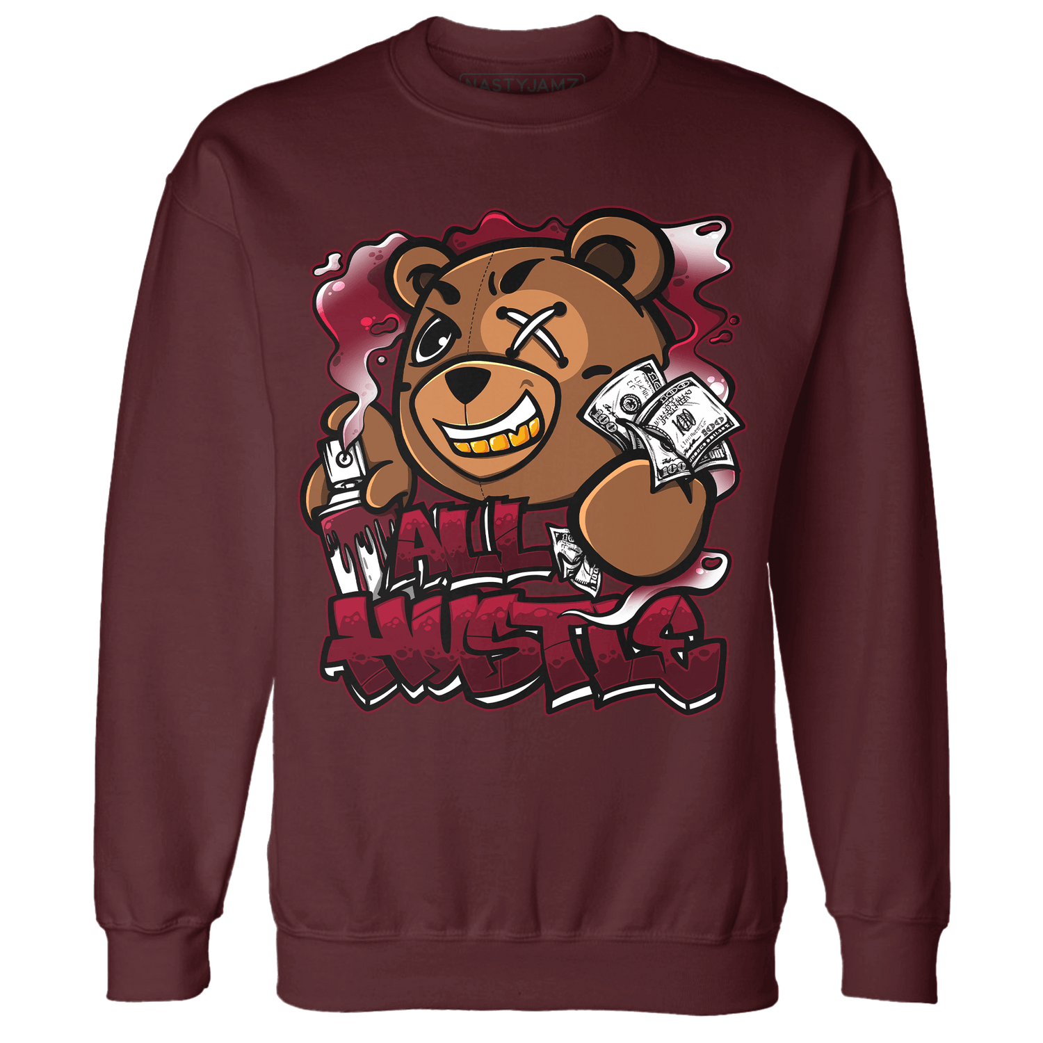 High White Team Red 1s Sweatshirt Match BER Hustle All Day - NastyJamz