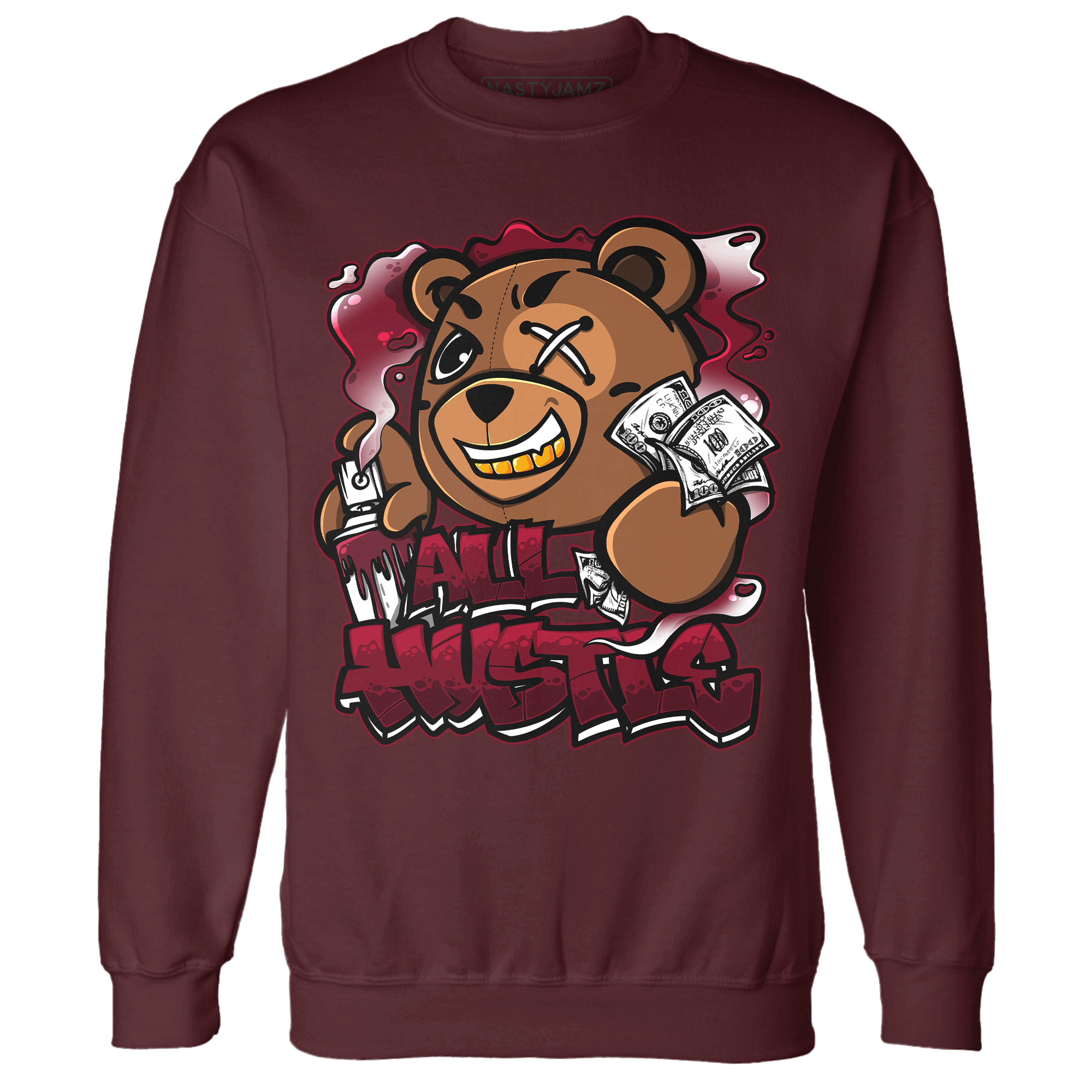 High White Team Red 1s Sweatshirt Match BER Hustle All Day - NastyJamz