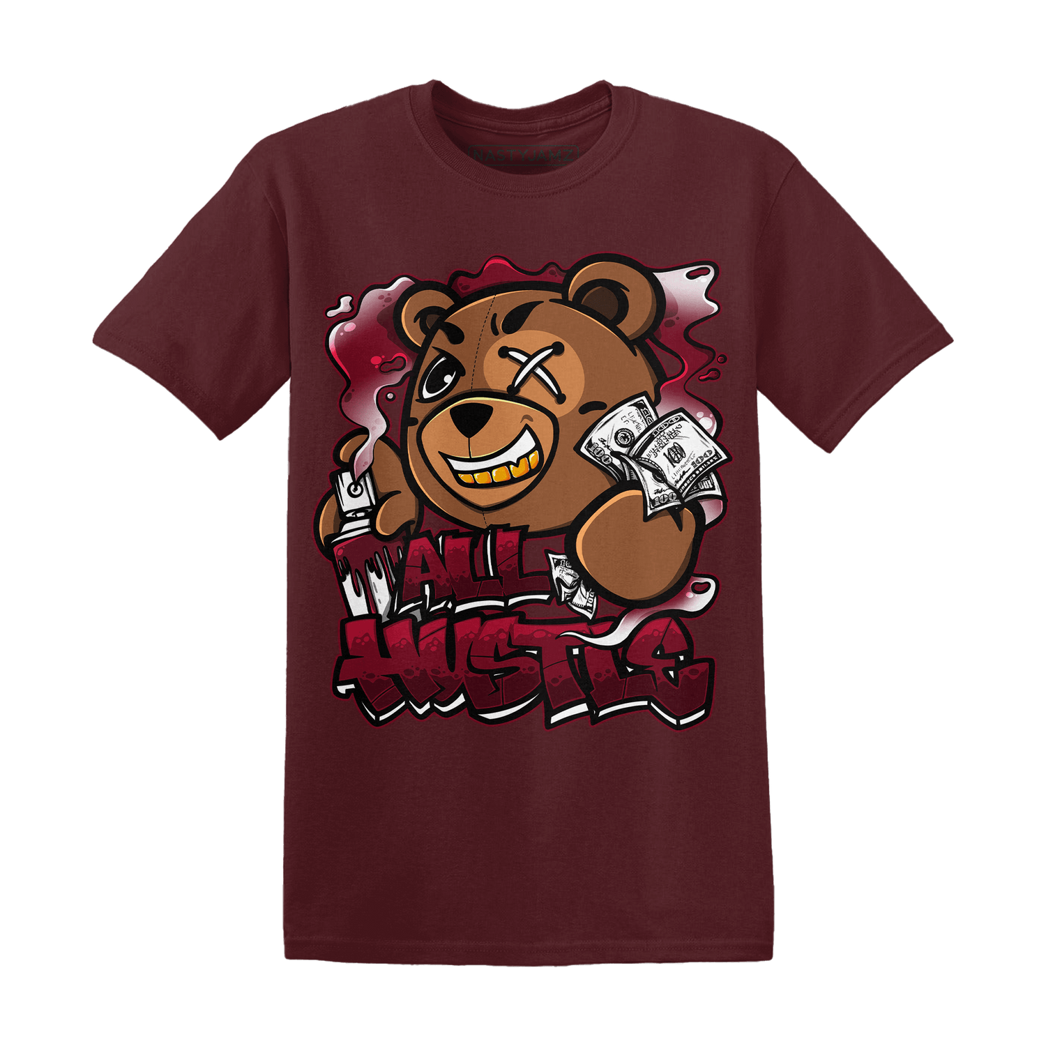 High White Team Red 1s T Shirt Match BER Hustle All Day - NastyJamz