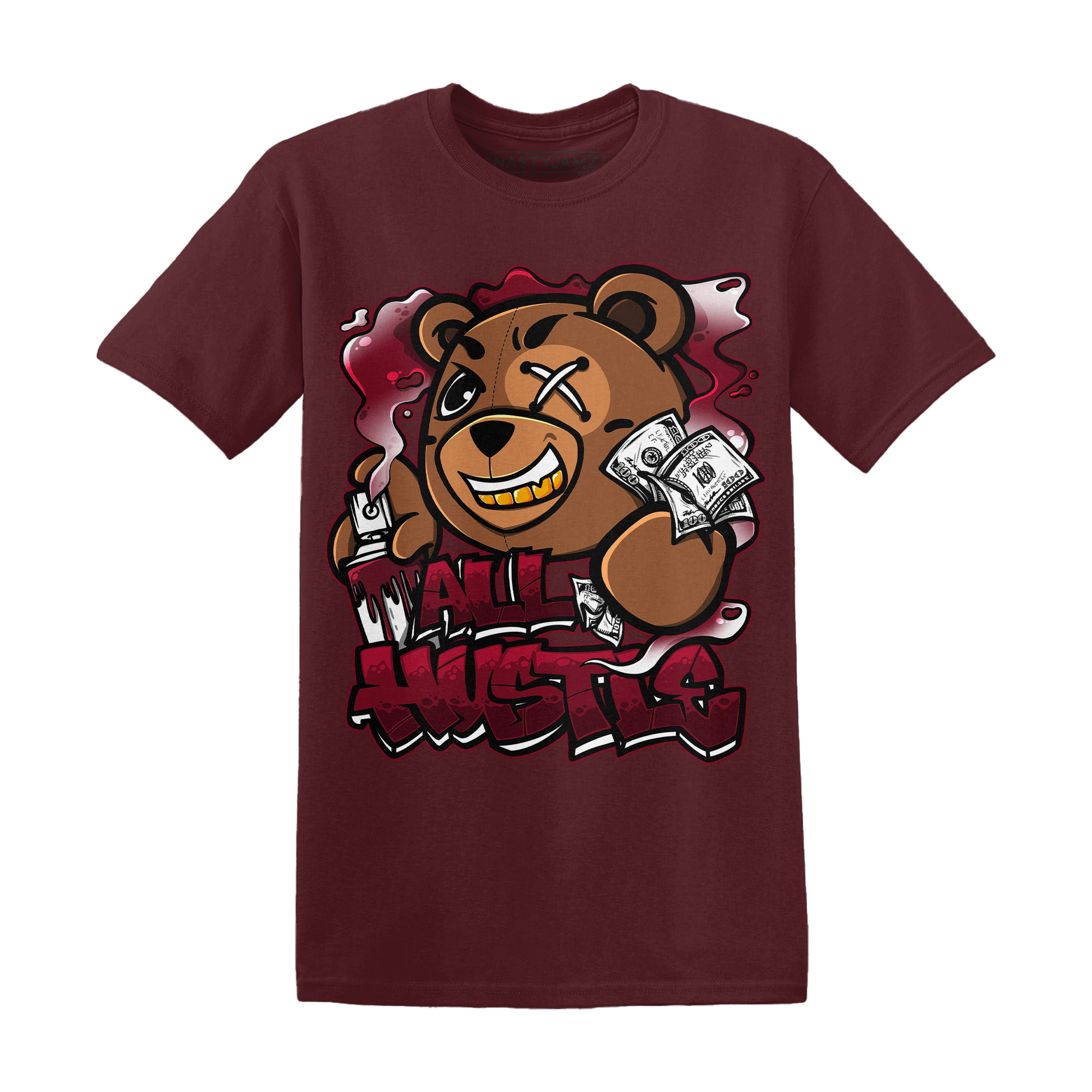 High White Team Red 1s T Shirt Match BER Hustle All Day - NastyJamz