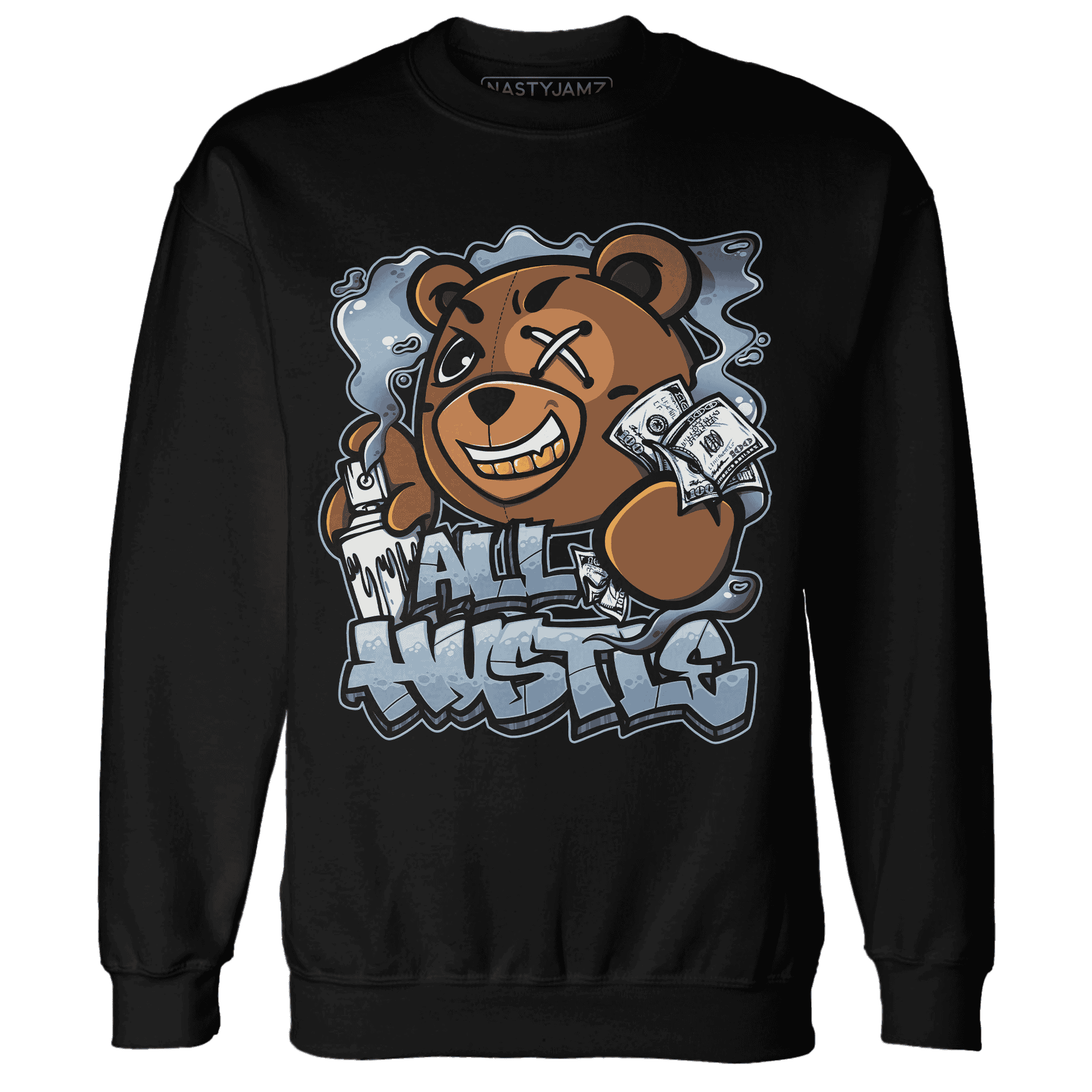 Mid Diffused Blue Grey 1s Sweatshirt Match BER Hustle All Day - NastyJamz
