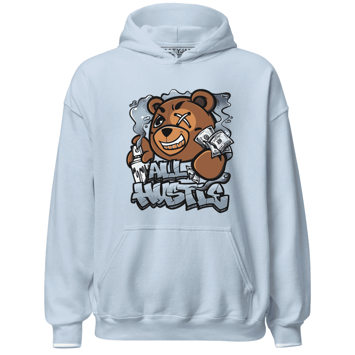 Mid Diffused Blue Grey 1s Hoodie Match BER Hustle All Day - NastyJamz