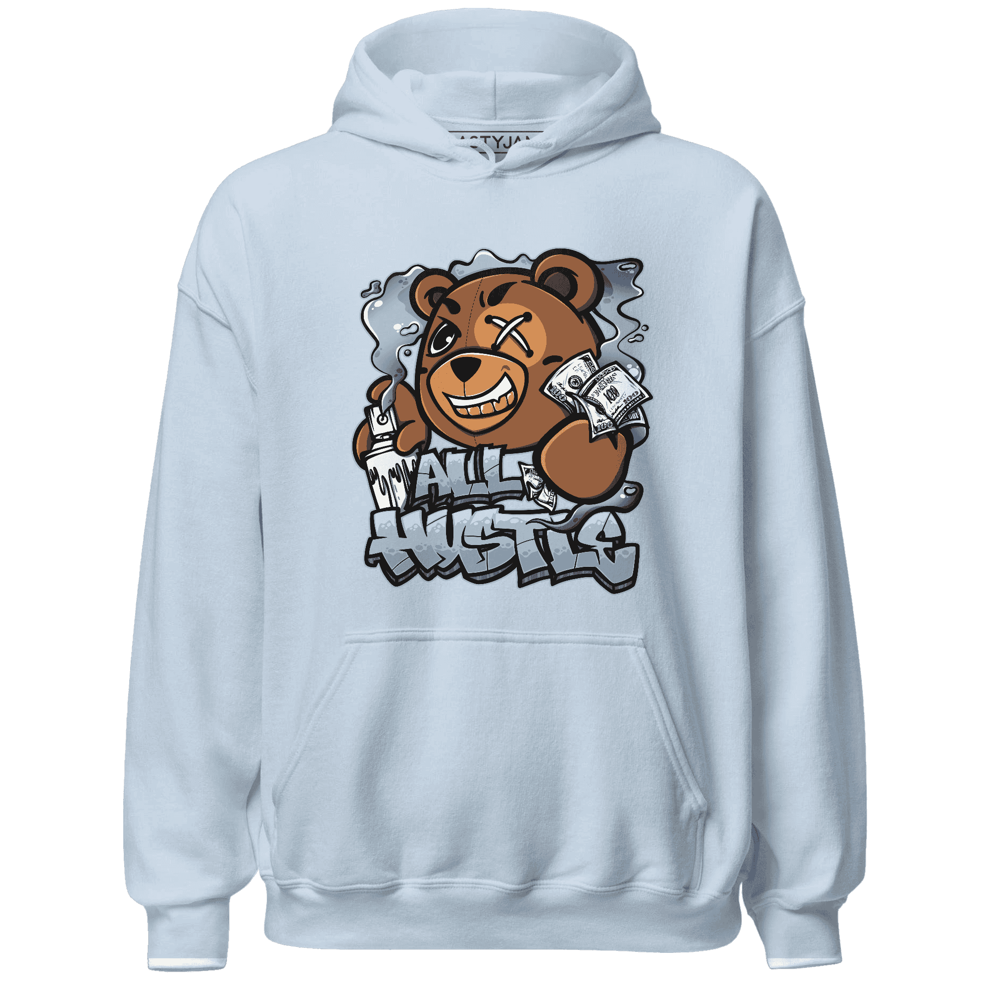 Mid Diffused Blue Grey 1s Hoodie Match BER Hustle All Day - NastyJamz