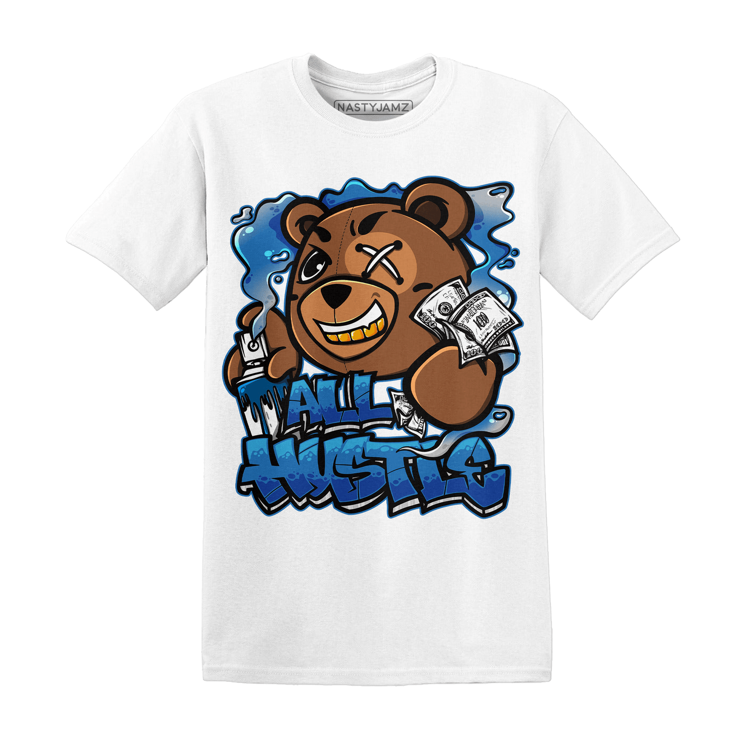 Industrial Blue 4s T Shirt Match BER Hustle All Day - NastyJamz