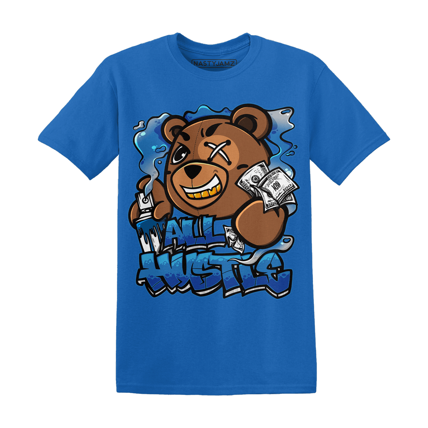 Industrial Blue 4s T Shirt Match BER Hustle All Day - NastyJamz