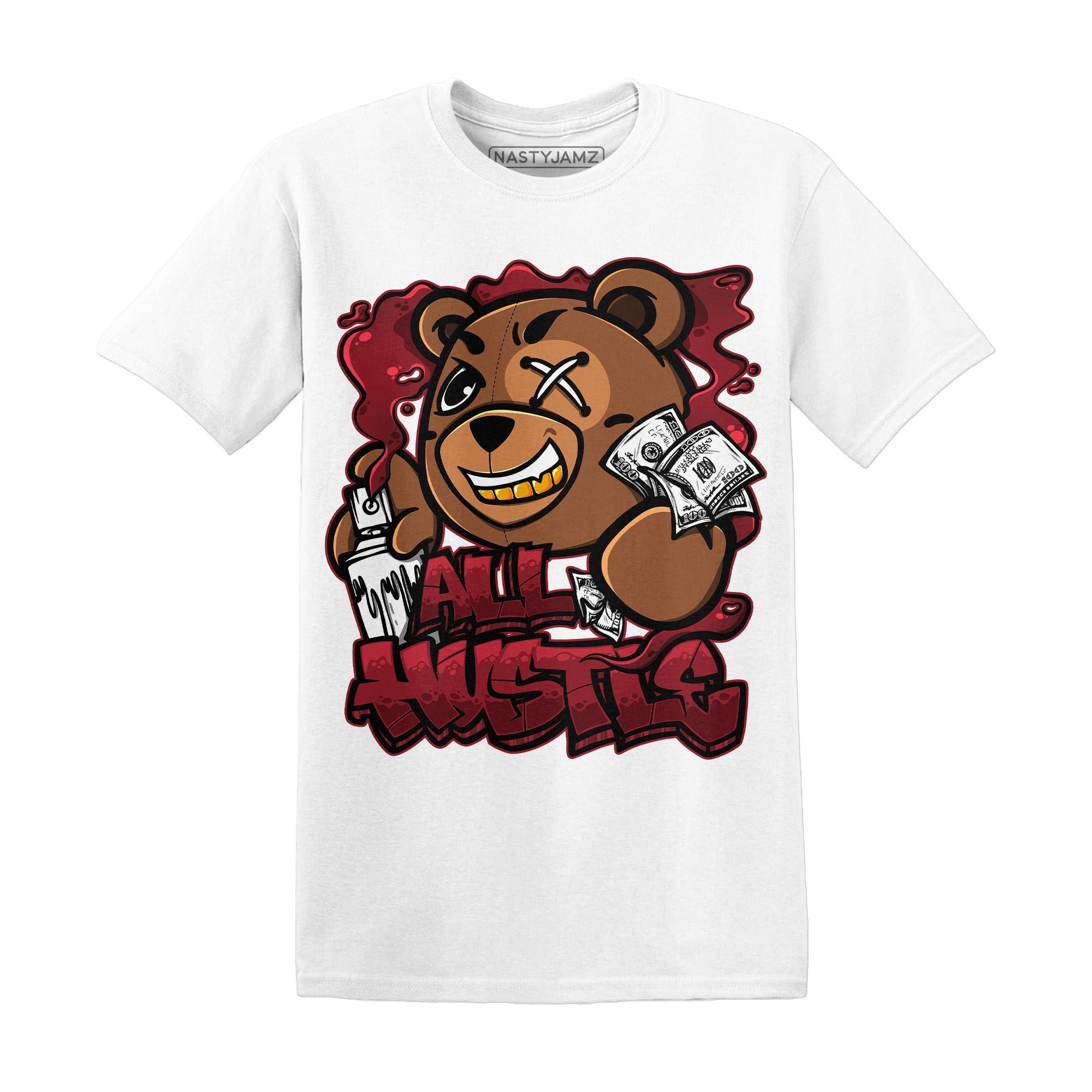 Cherry 12s T Shirt Match BER Hustle All Day - NastyJamz