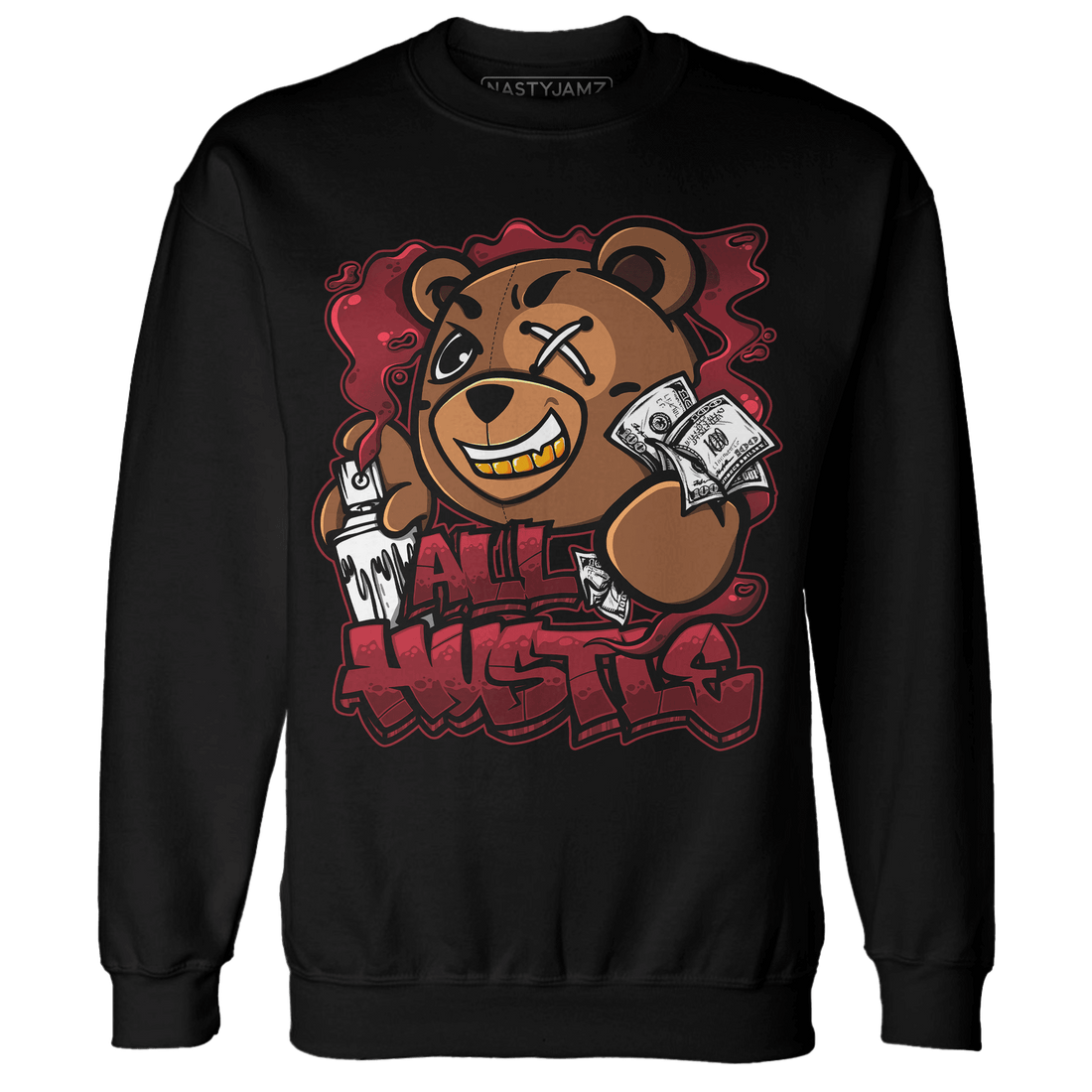 Cherry 12s Sweatshirt Match BER Hustle All Day - NastyJamz