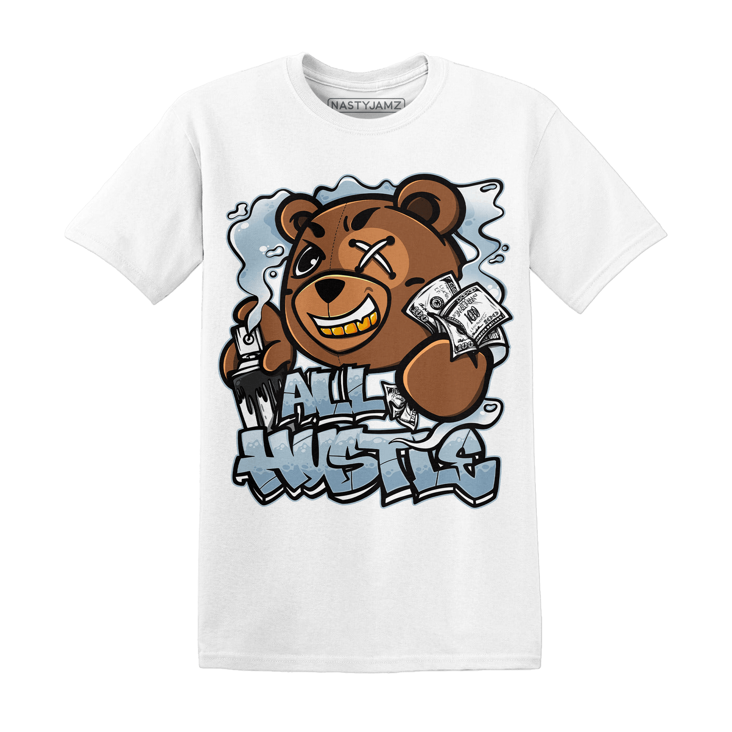 Blue Grey 13s T Shirt Match BER Hustle All Day - NastyJamz